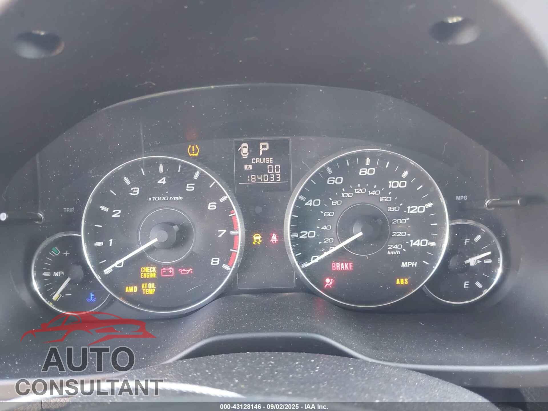 SUBARU OUTBACK 2012 - 4S4BRBKC7C3258807