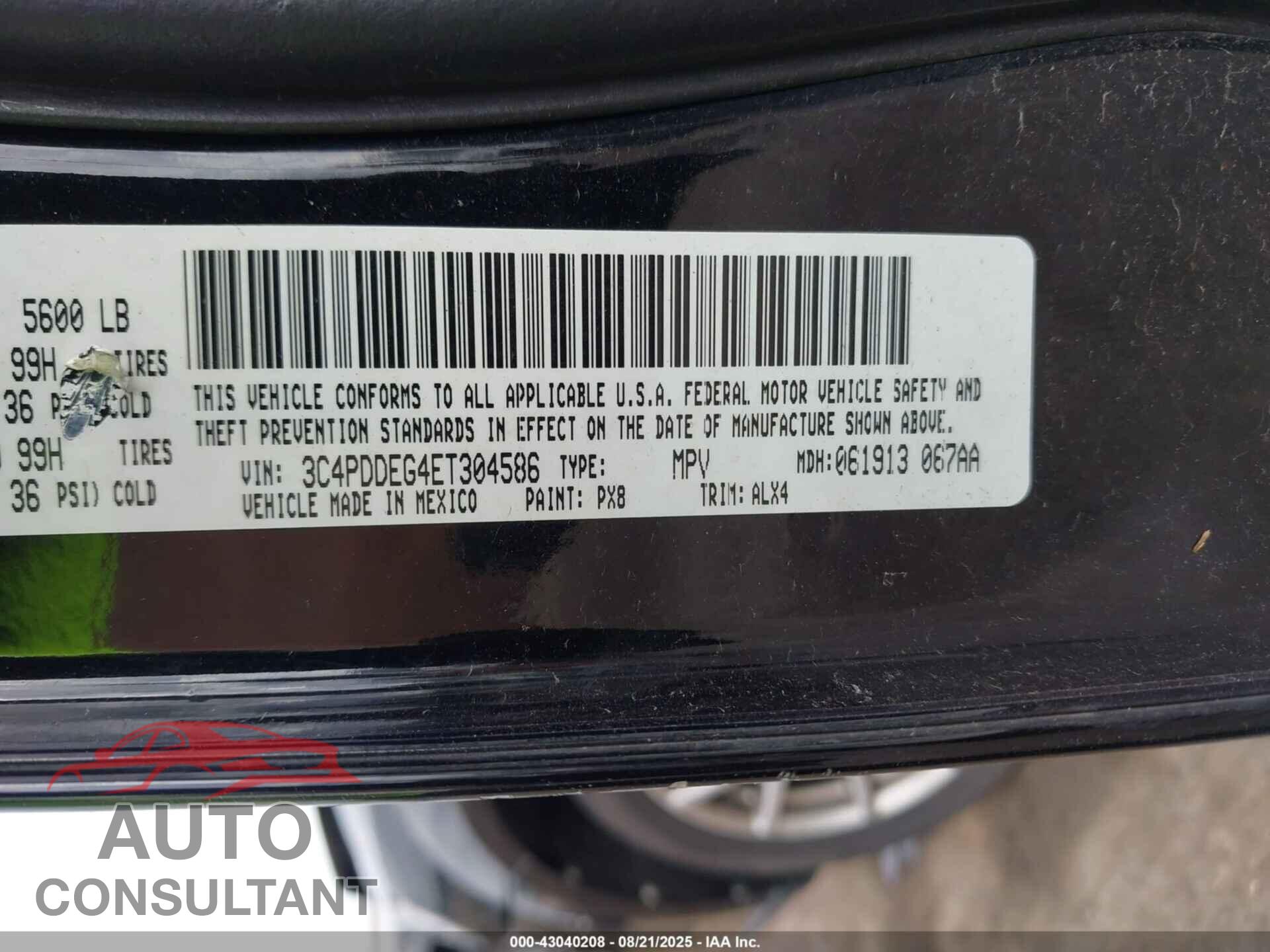 DODGE JOURNEY 2014 - 3C4PDDEG4ET304586
