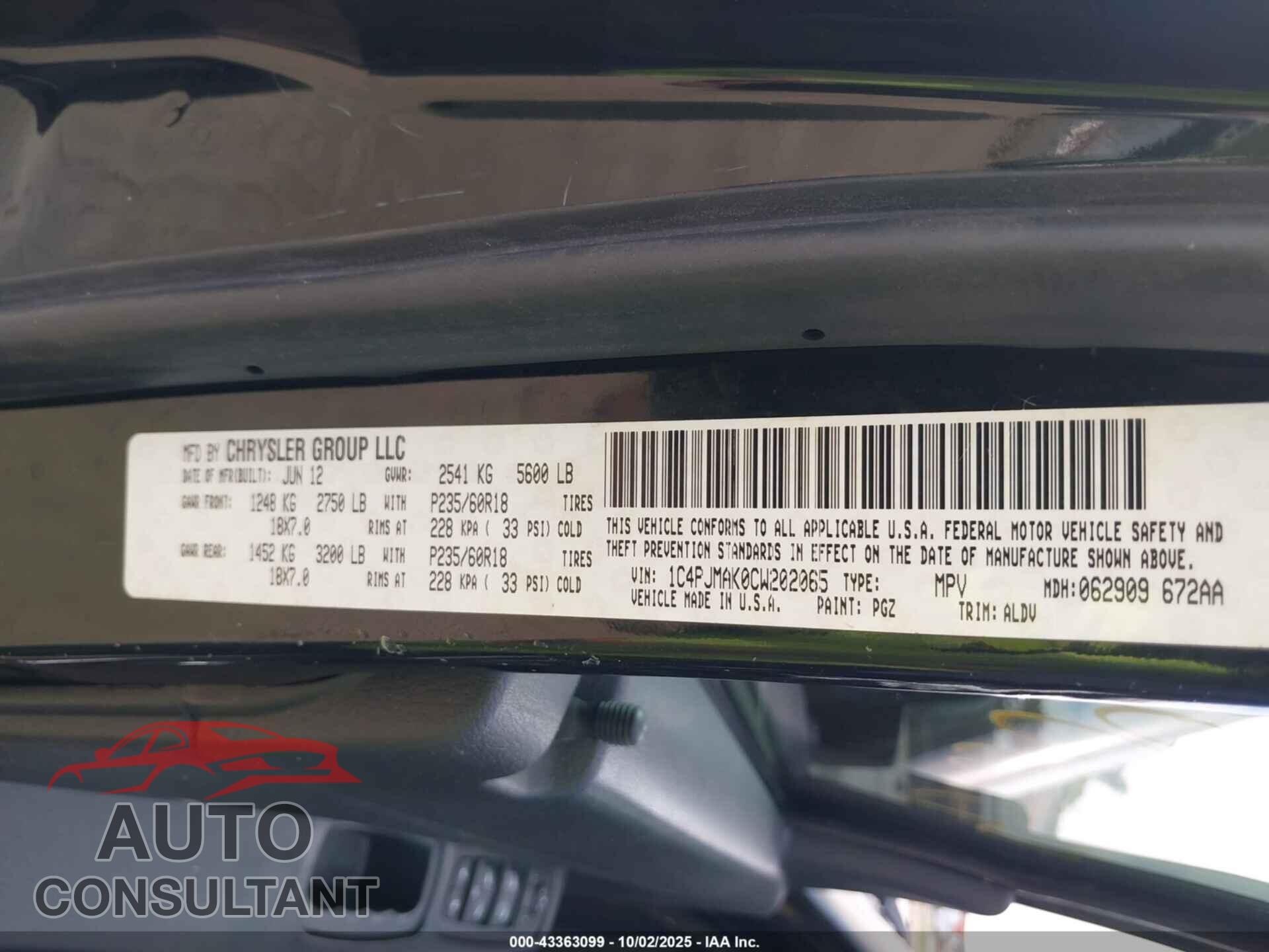 JEEP LIBERTY 2012 - 1C4PJMAK0CW202065