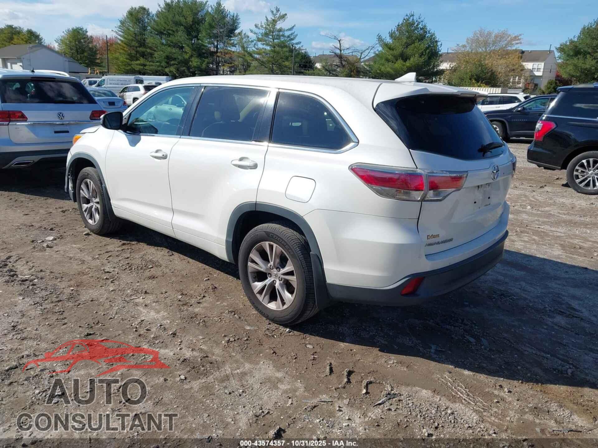 TOYOTA HIGHLANDER 2014 - 5TDBKRFHXES038652