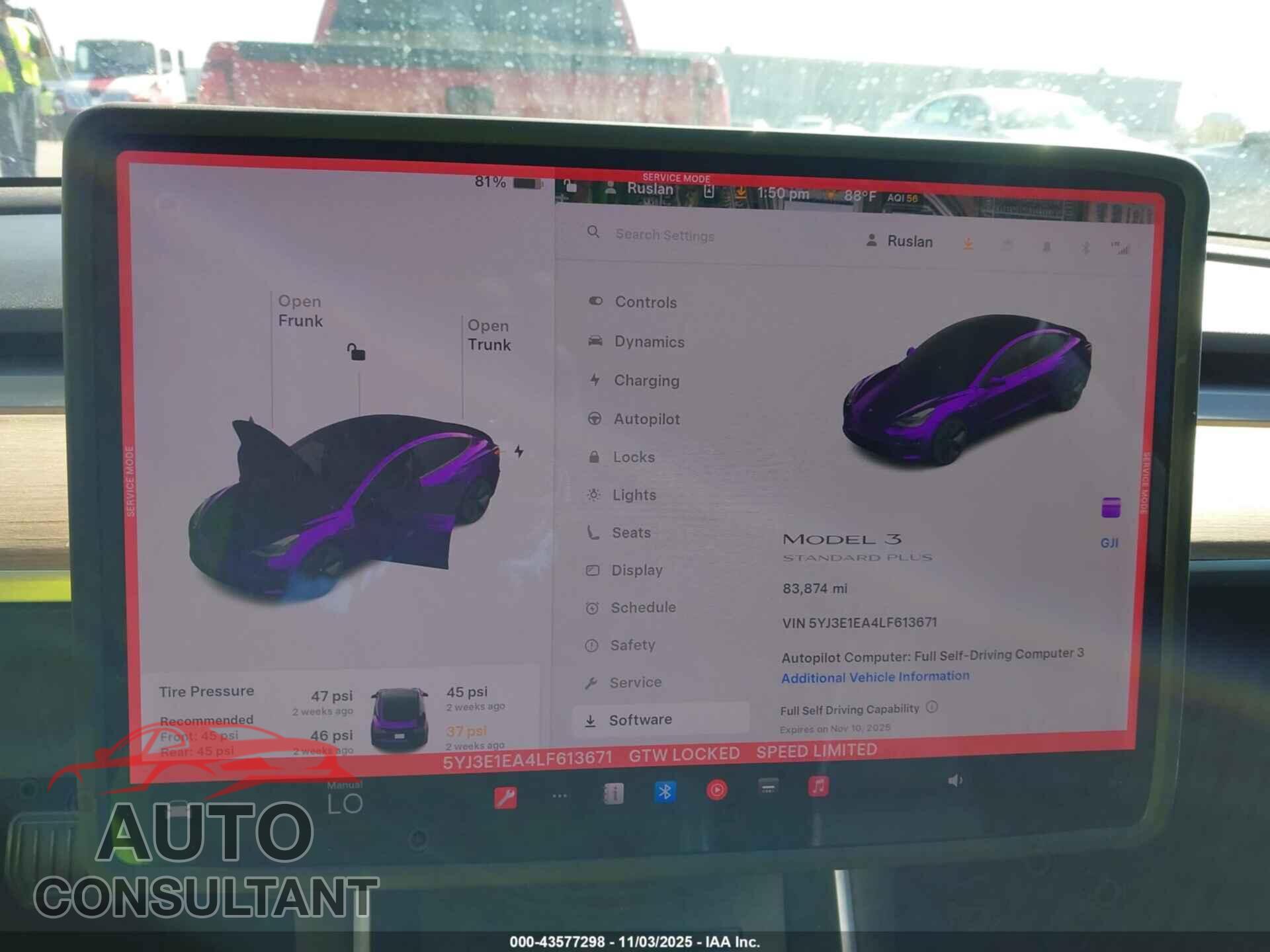 TESLA MODEL 3 2020 - 5YJ3E1EA4LF613671
