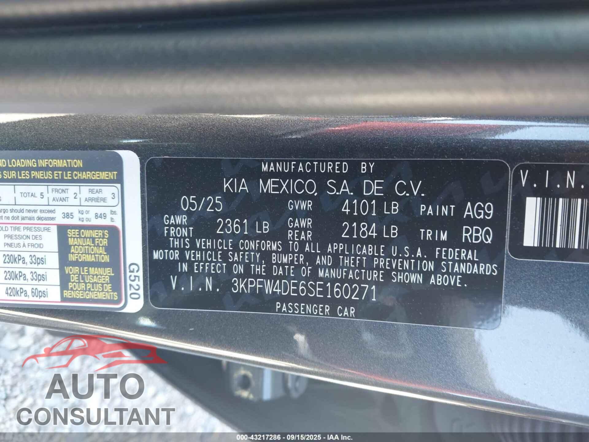 KIA K4 2025 - 3KPFW4DE6SE160271