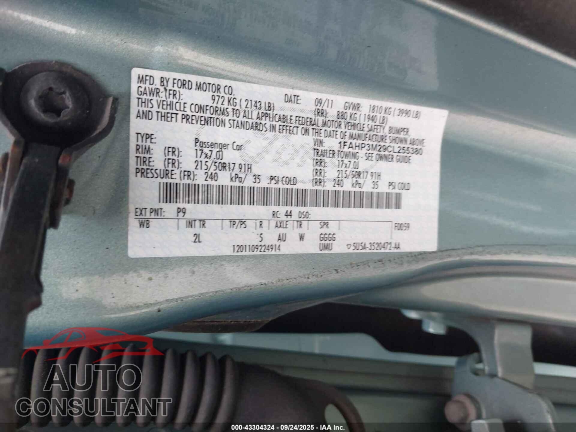 FORD FOCUS 2012 - 1FAHP3M29CL255380