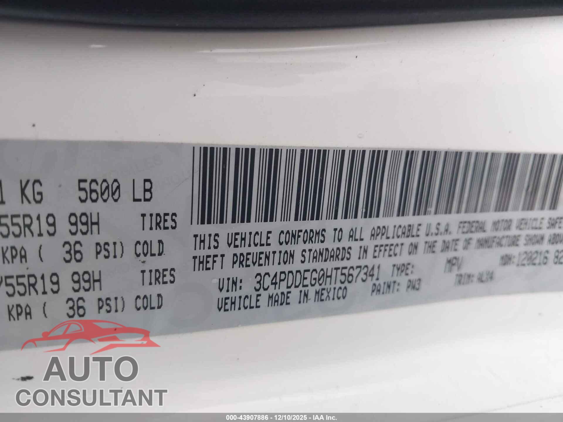 DODGE JOURNEY 2017 - 3C4PDDEG0HT567341