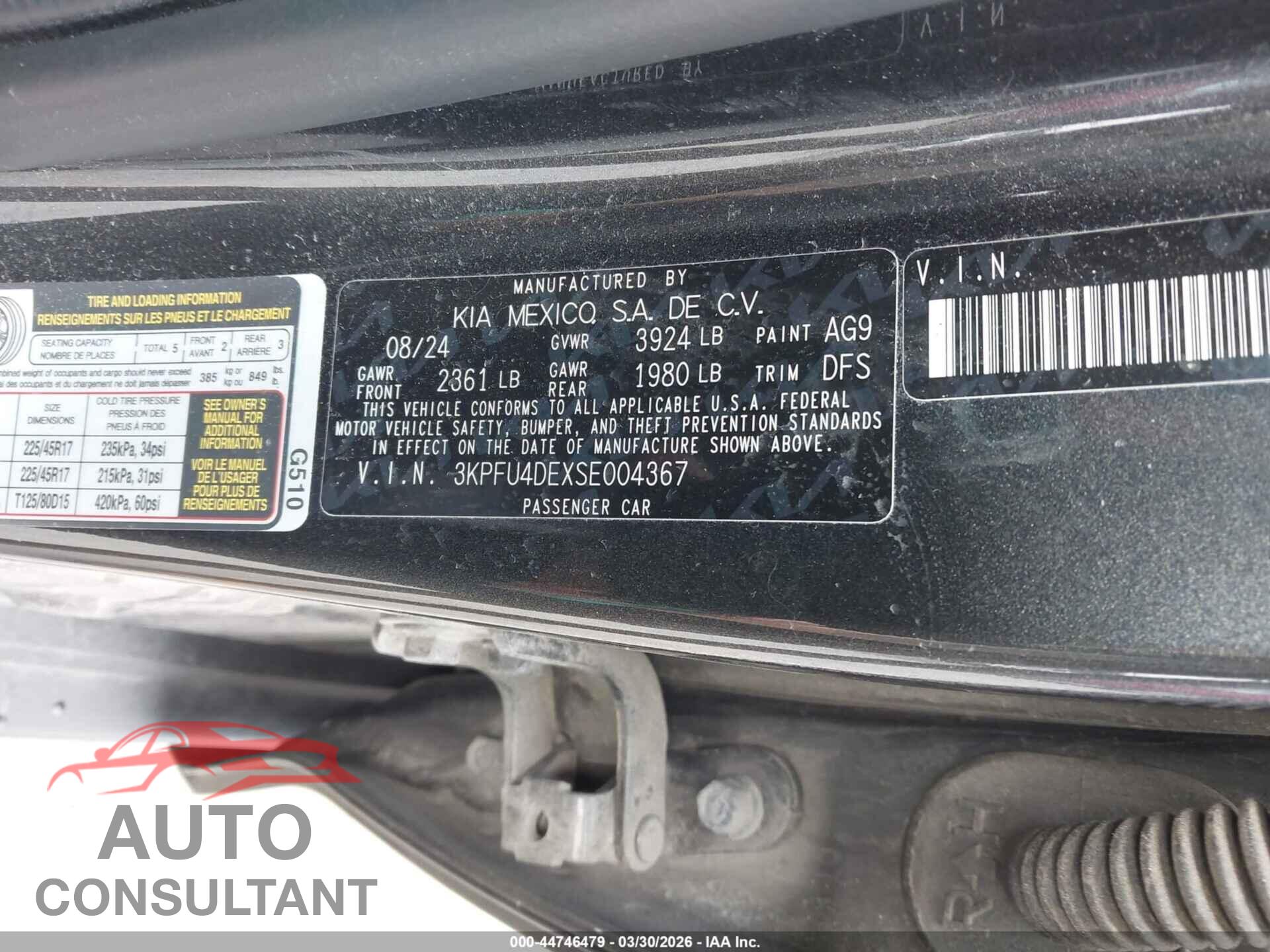 KIA K4 2025 - 3KPFU4DEXSE004367