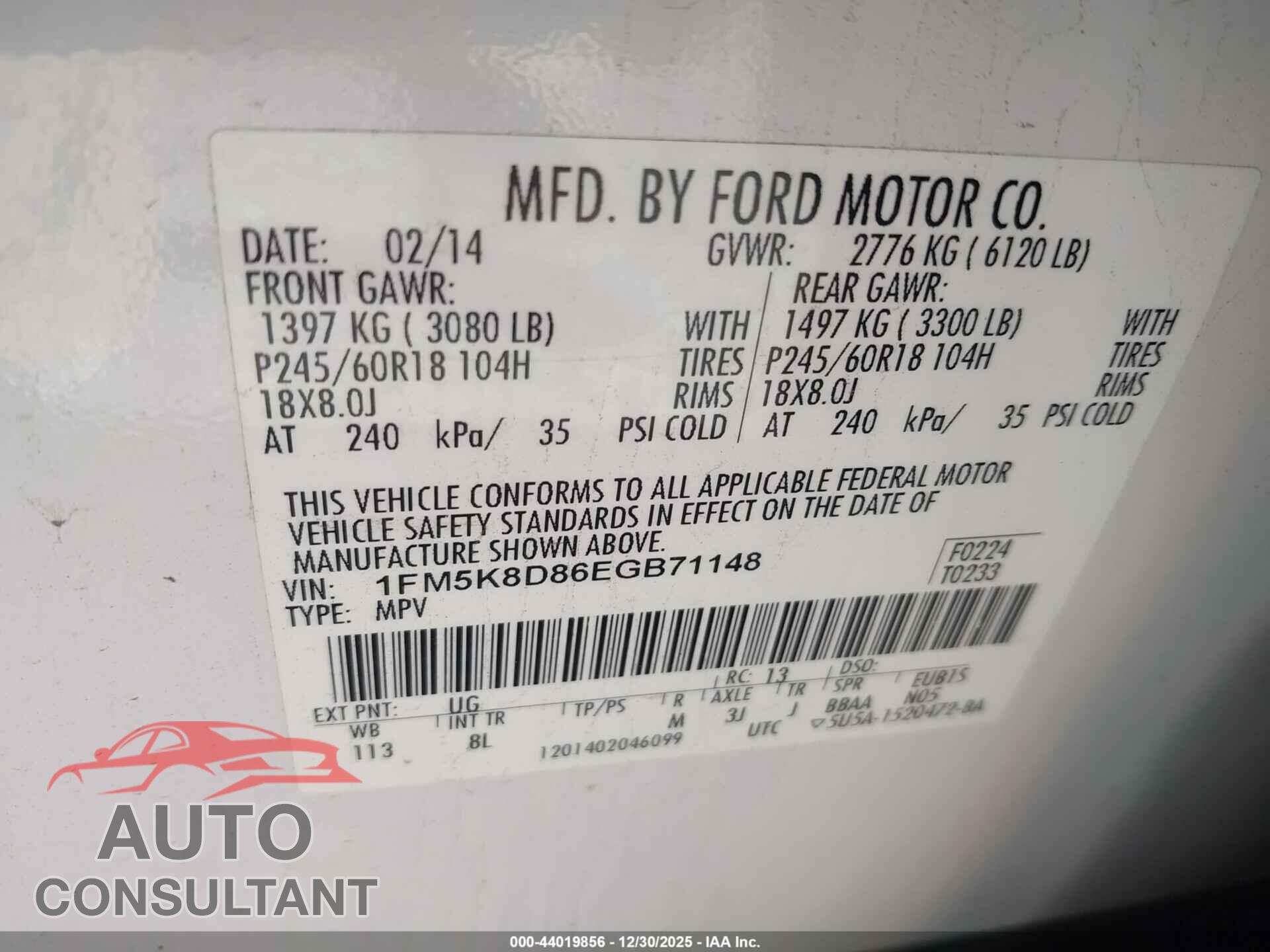 FORD EXPLORER 2014 - 1FM5K8D86EGB71148