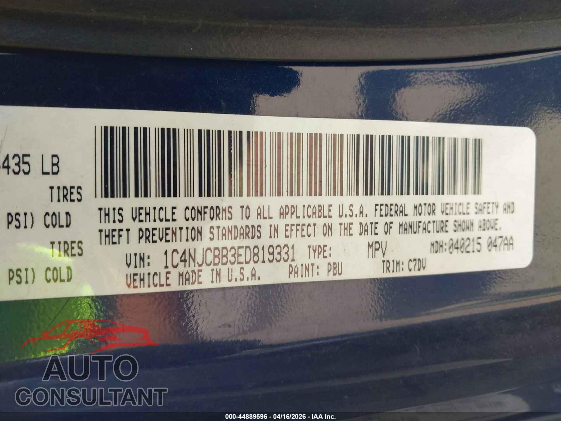 JEEP COMPASS 2014 - 1C4NJCBB3ED819331