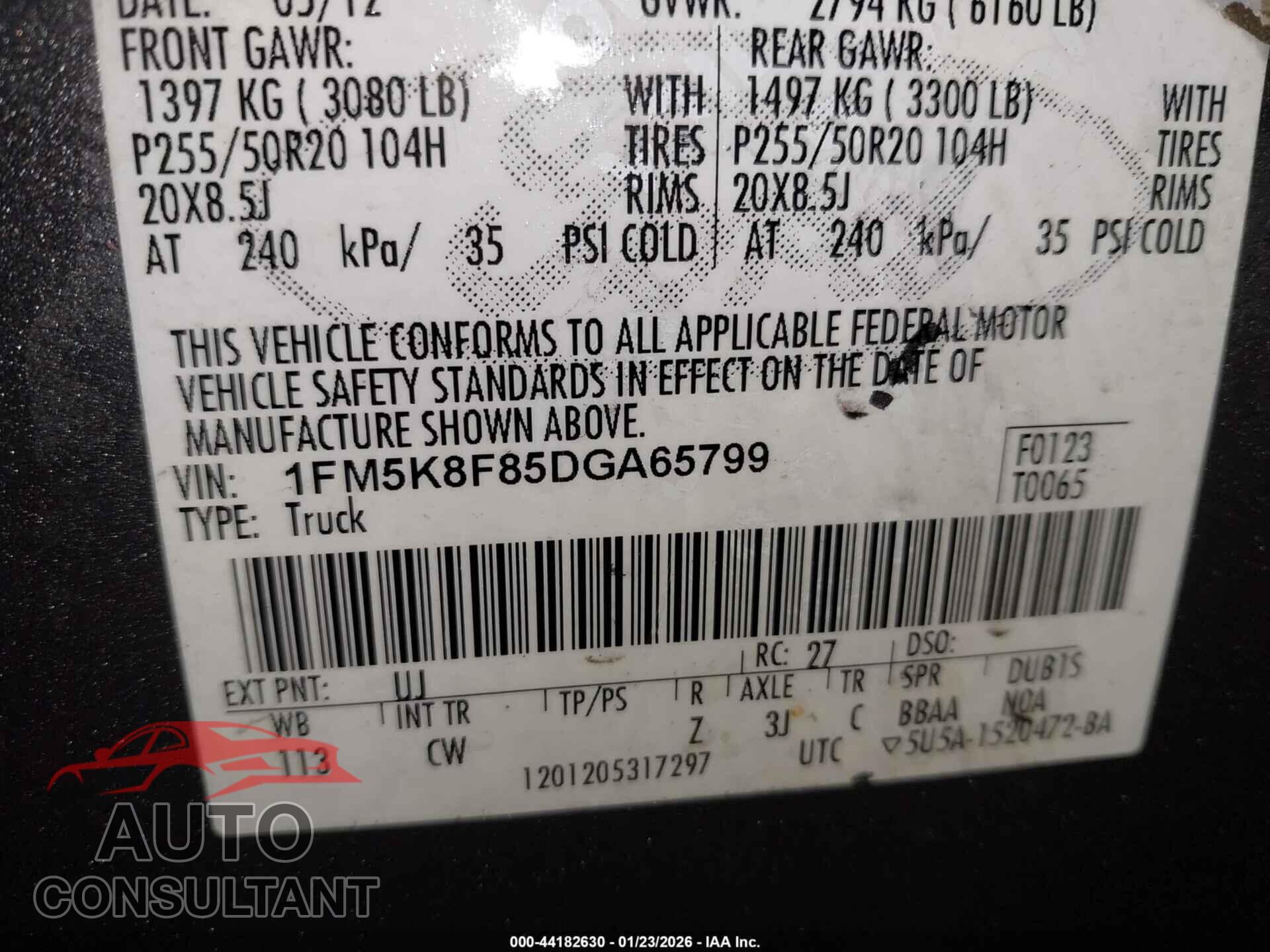 FORD EXPLORER 2013 - 1FM5K8F85DGA65799