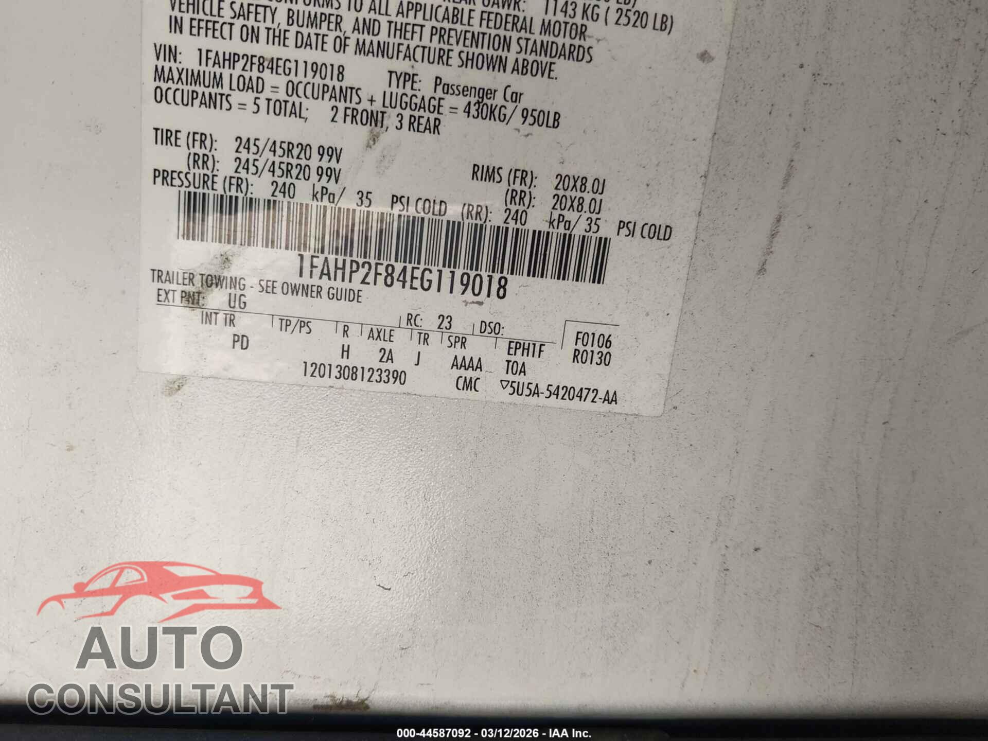 FORD TAURUS 2014 - 1FAHP2F84EG119018