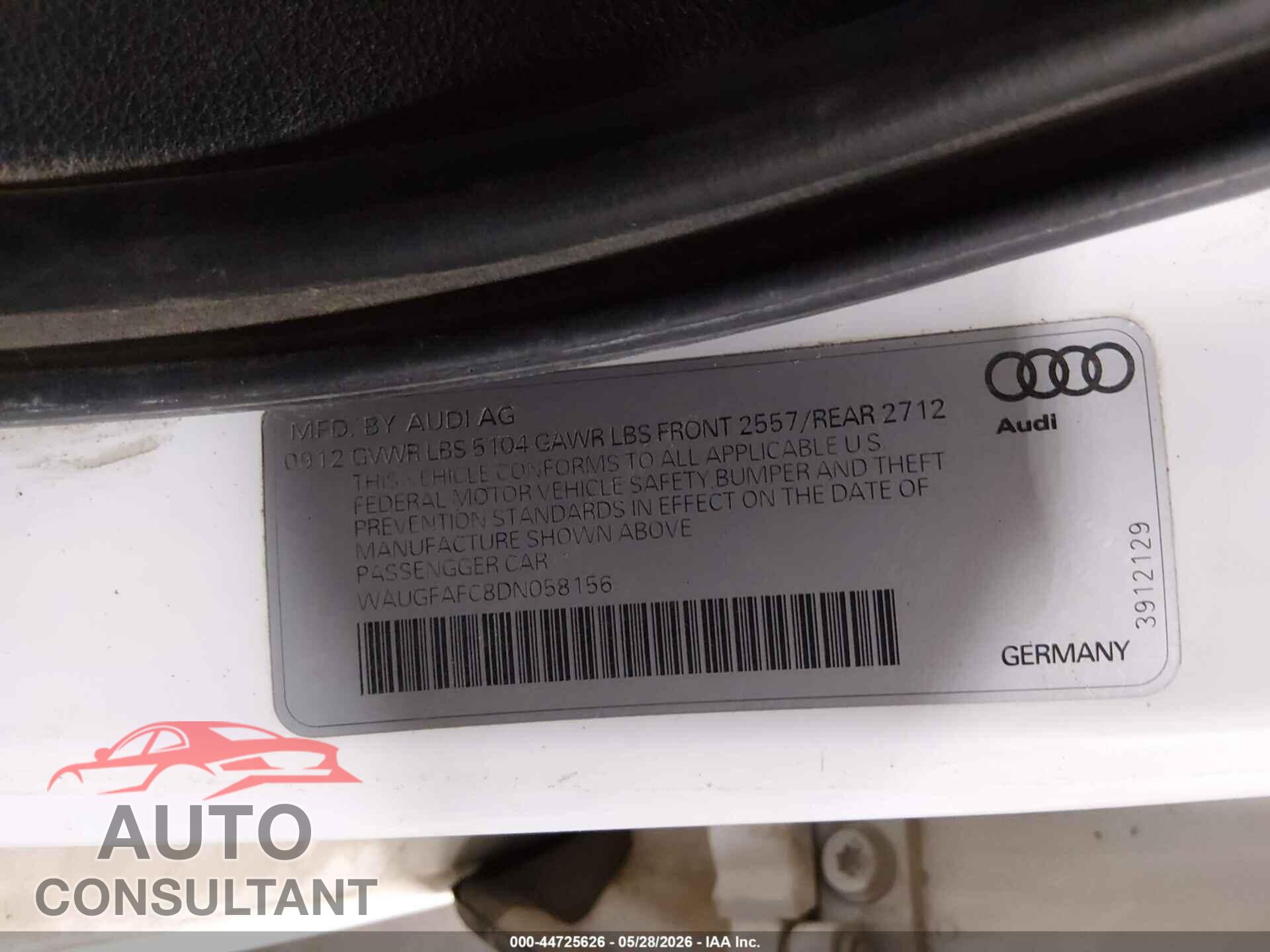 AUDI A6 2013 - WAUGFAFC8DN058156