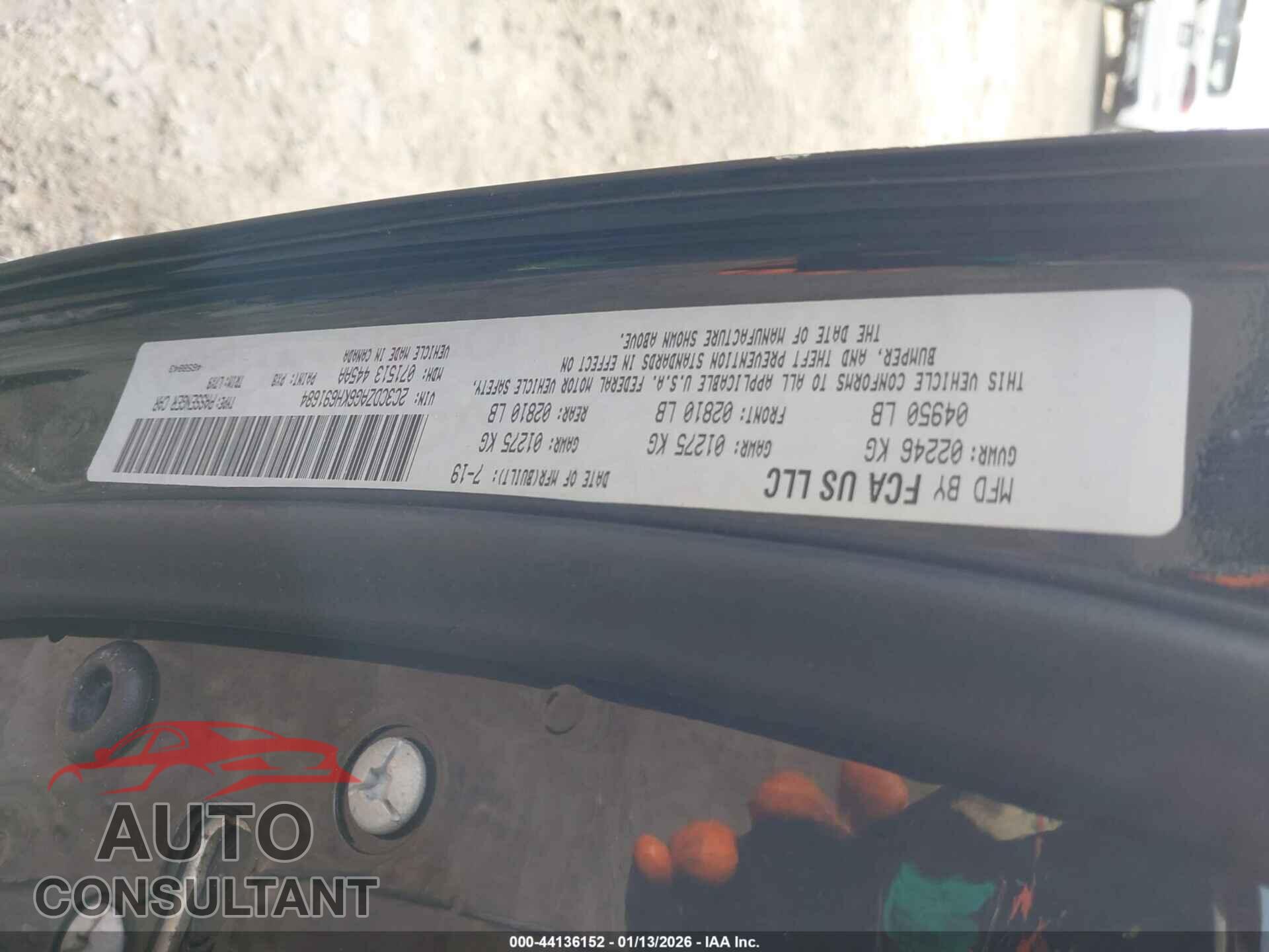 DODGE CHALLENGER 2019 - 2C3CDZAG6KH691684