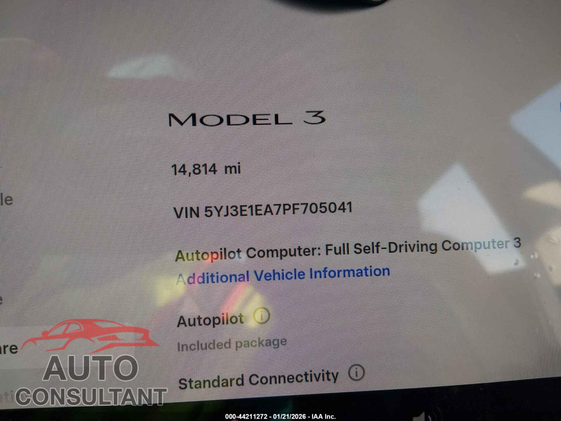 TESLA MODEL 3 2023 - 5YJ3E1EA7PF705041