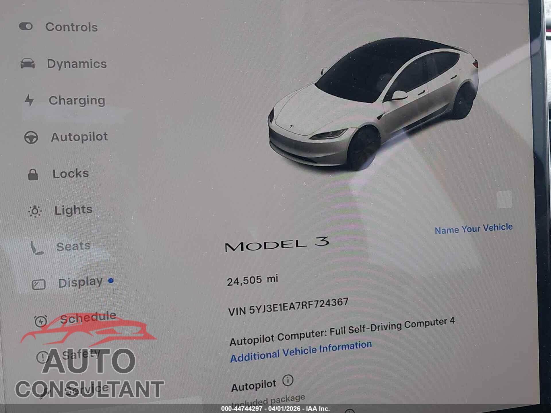 TESLA MODEL 3 2024 - 5YJ3E1EA7RF724367