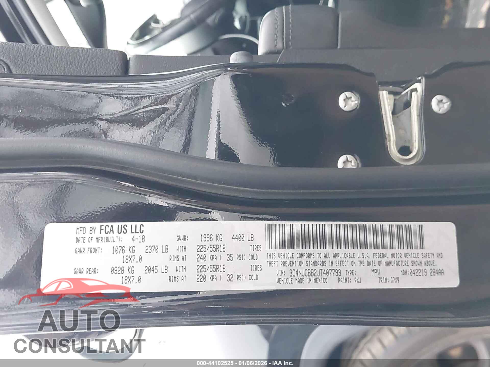 JEEP COMPASS 2018 - 3C4NJCBB2JT407793