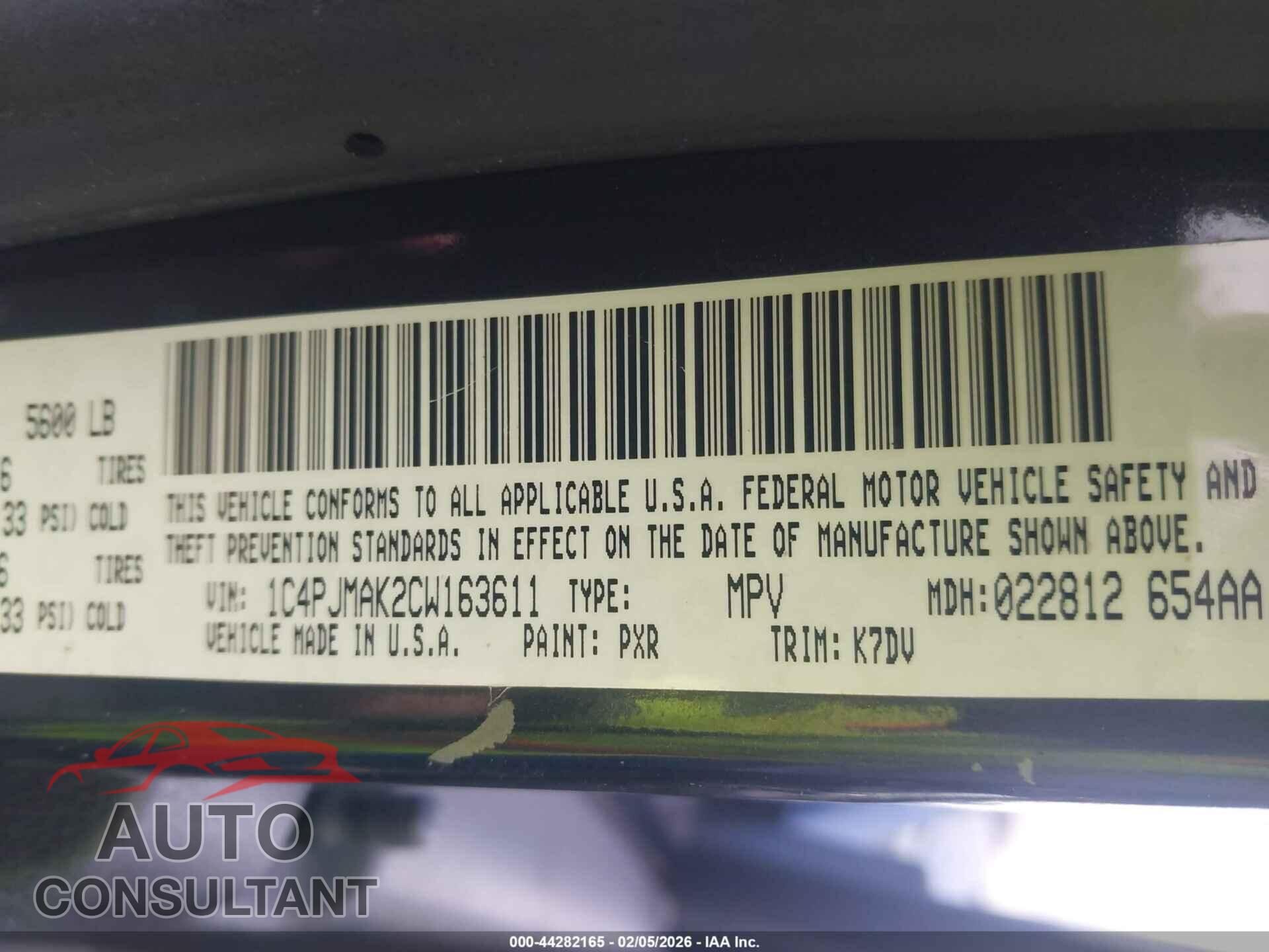 JEEP LIBERTY 2012 - 1C4PJMAK2CW163611