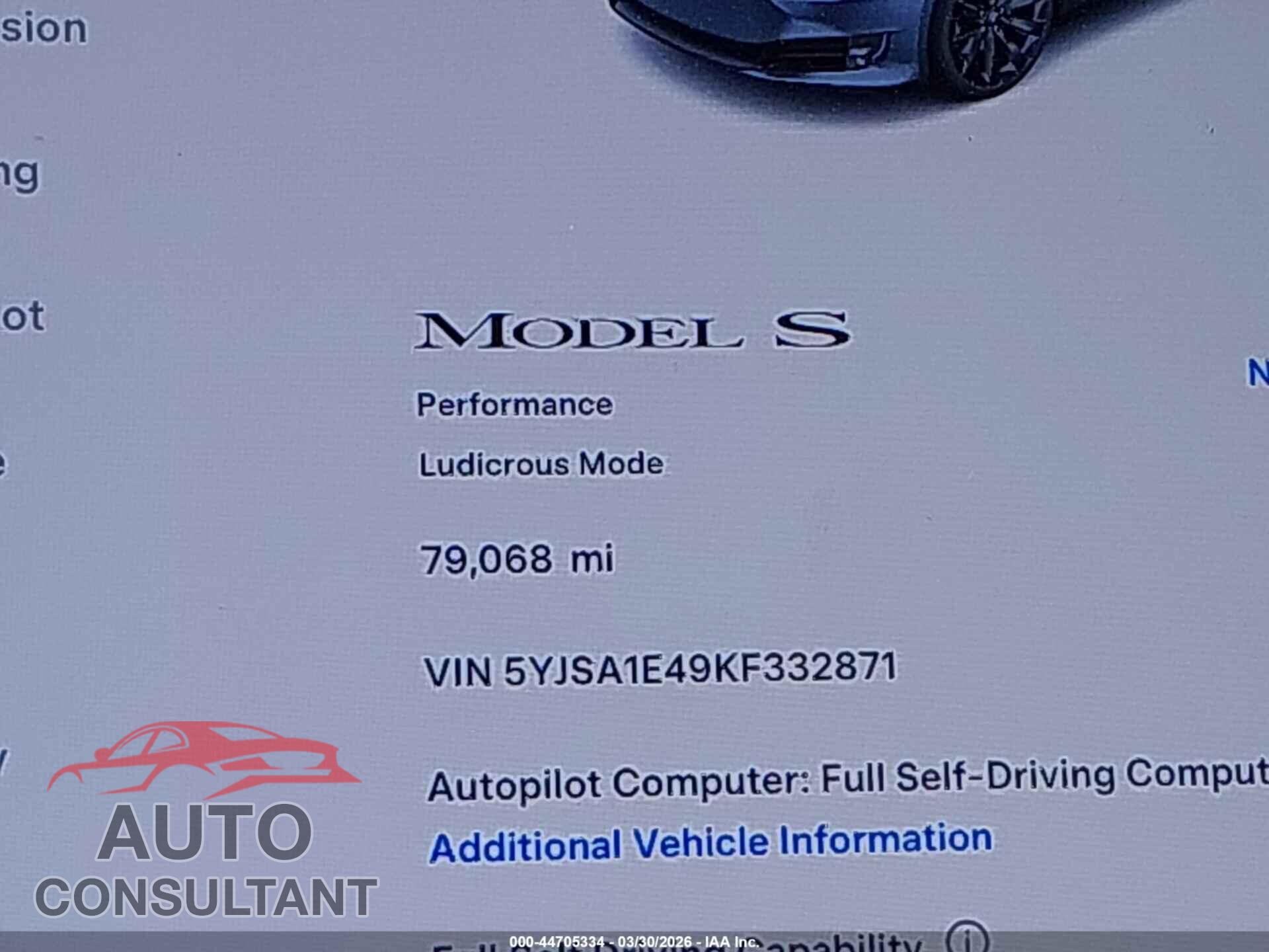 TESLA MODEL S 2019 - 5YJSA1E49KF332871