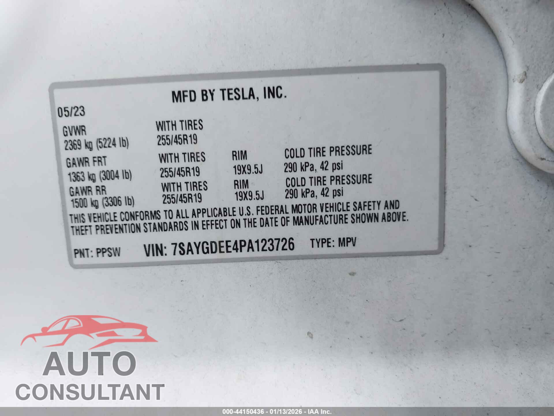 TESLA MODEL Y 2023 - 7SAYGDEE4PA123726