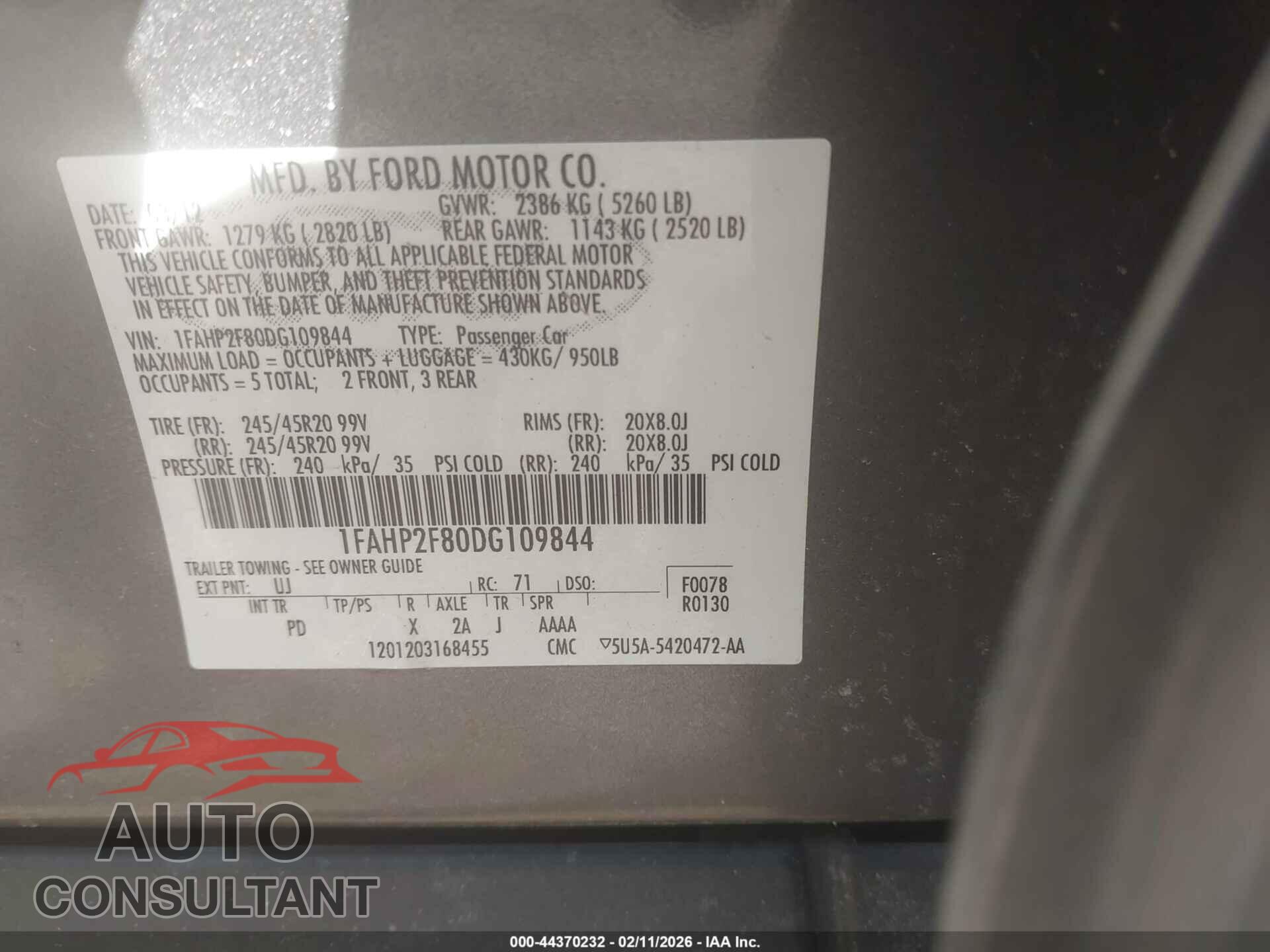 FORD TAURUS 2013 - 1FAHP2F80DG109844