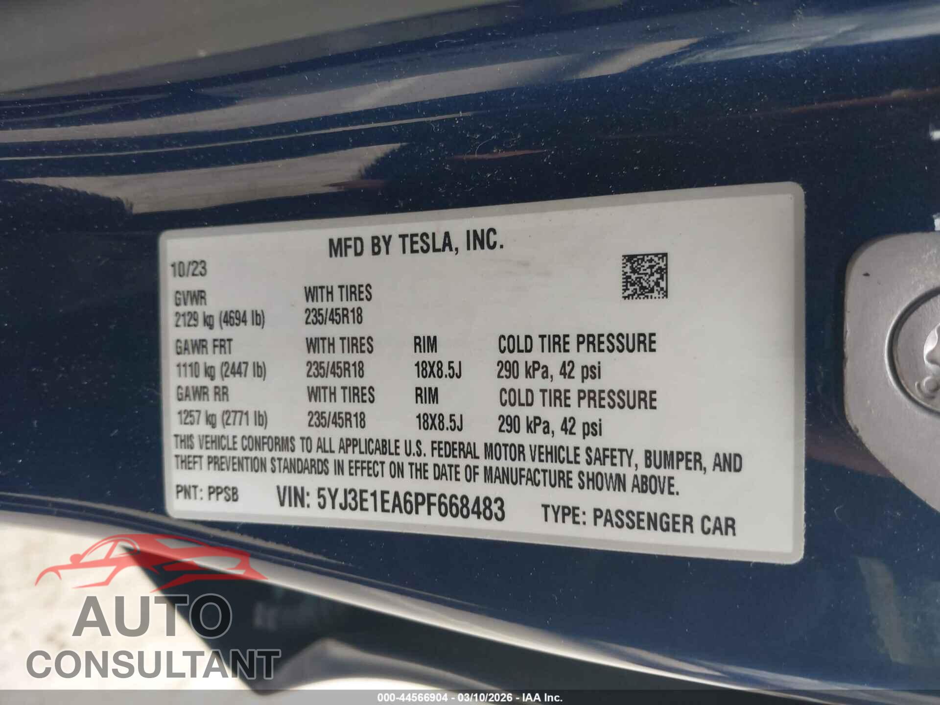 TESLA MODEL 3 2023 - 5YJ3E1EA6PF668483
