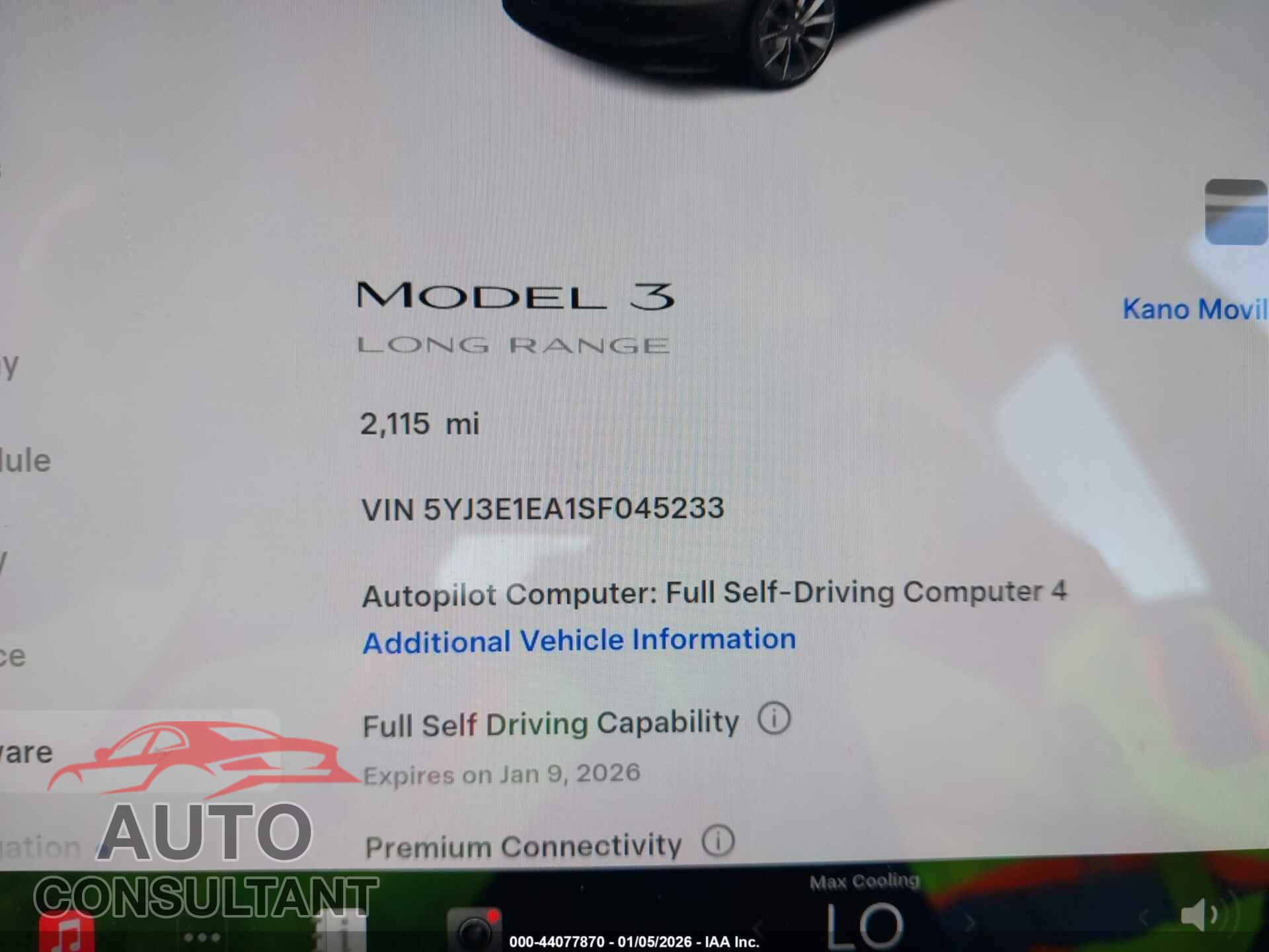TESLA MODEL 3 2025 - 5YJ3E1EA1SF045233