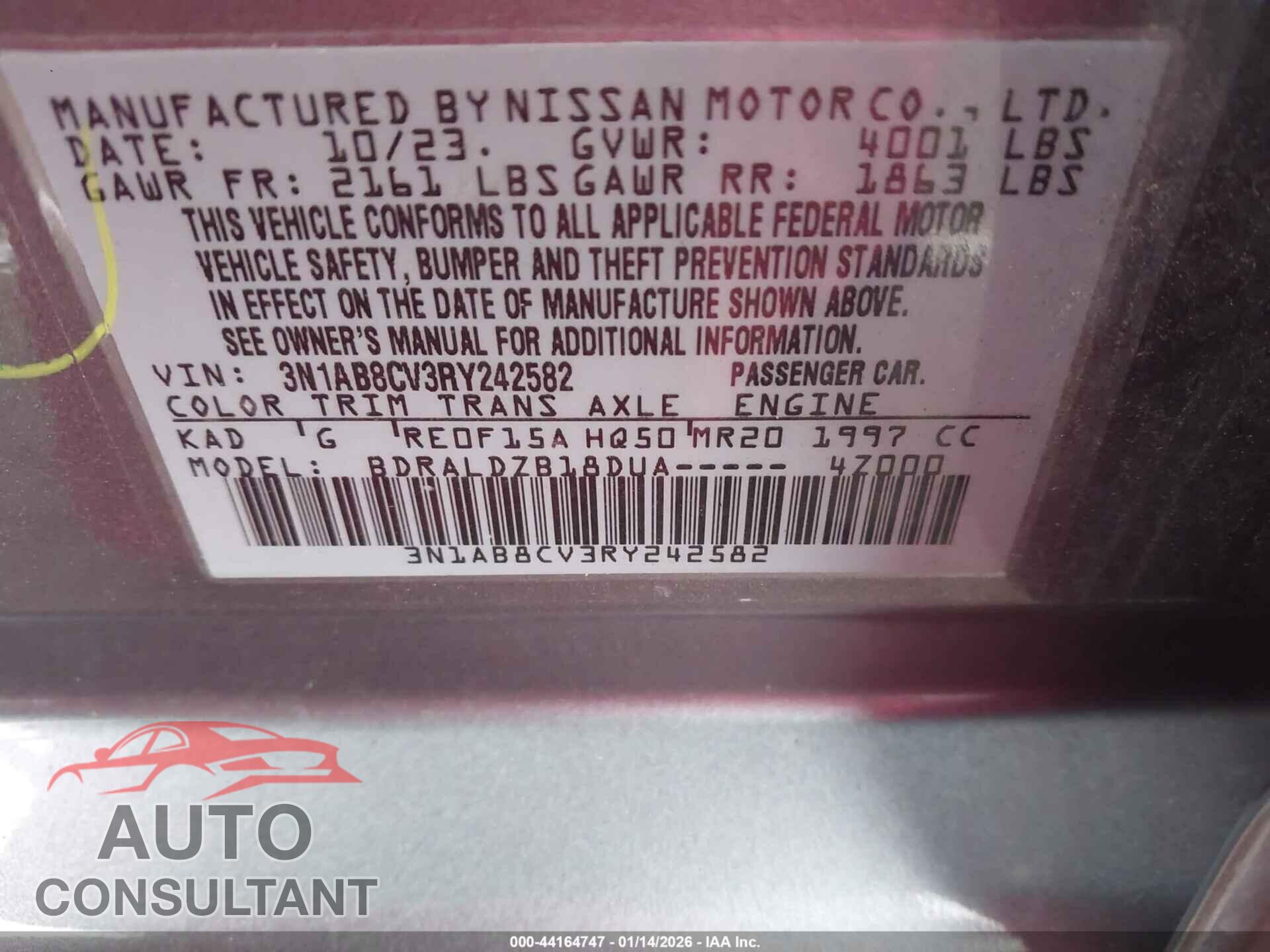 NISSAN SENTRA 2024 - 3N1AB8CV3RY242582