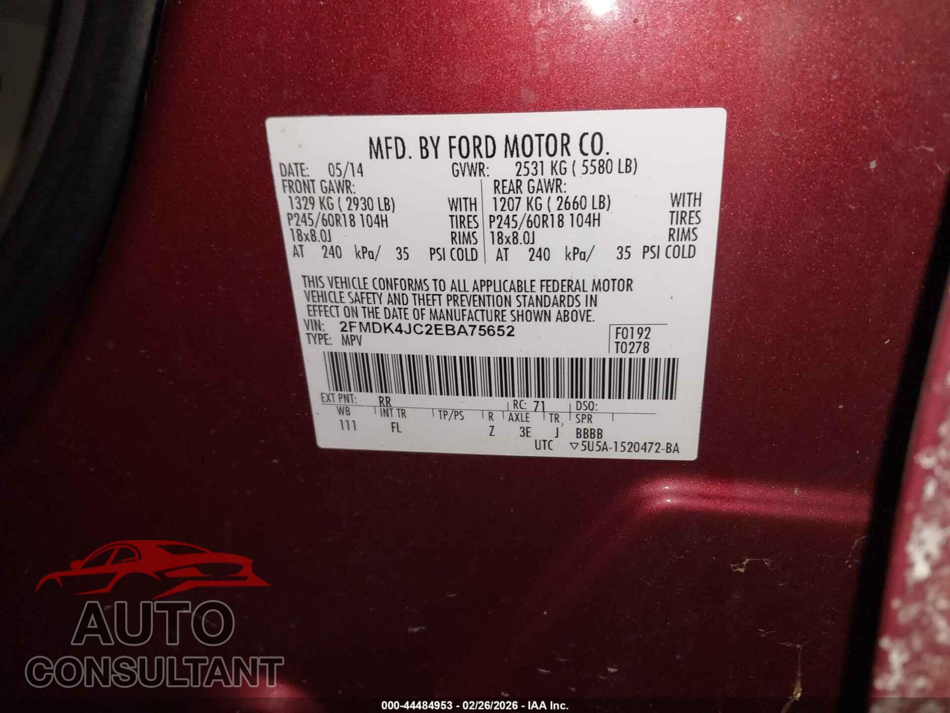 FORD EDGE 2014 - 2FMDK4JC2EBA75652