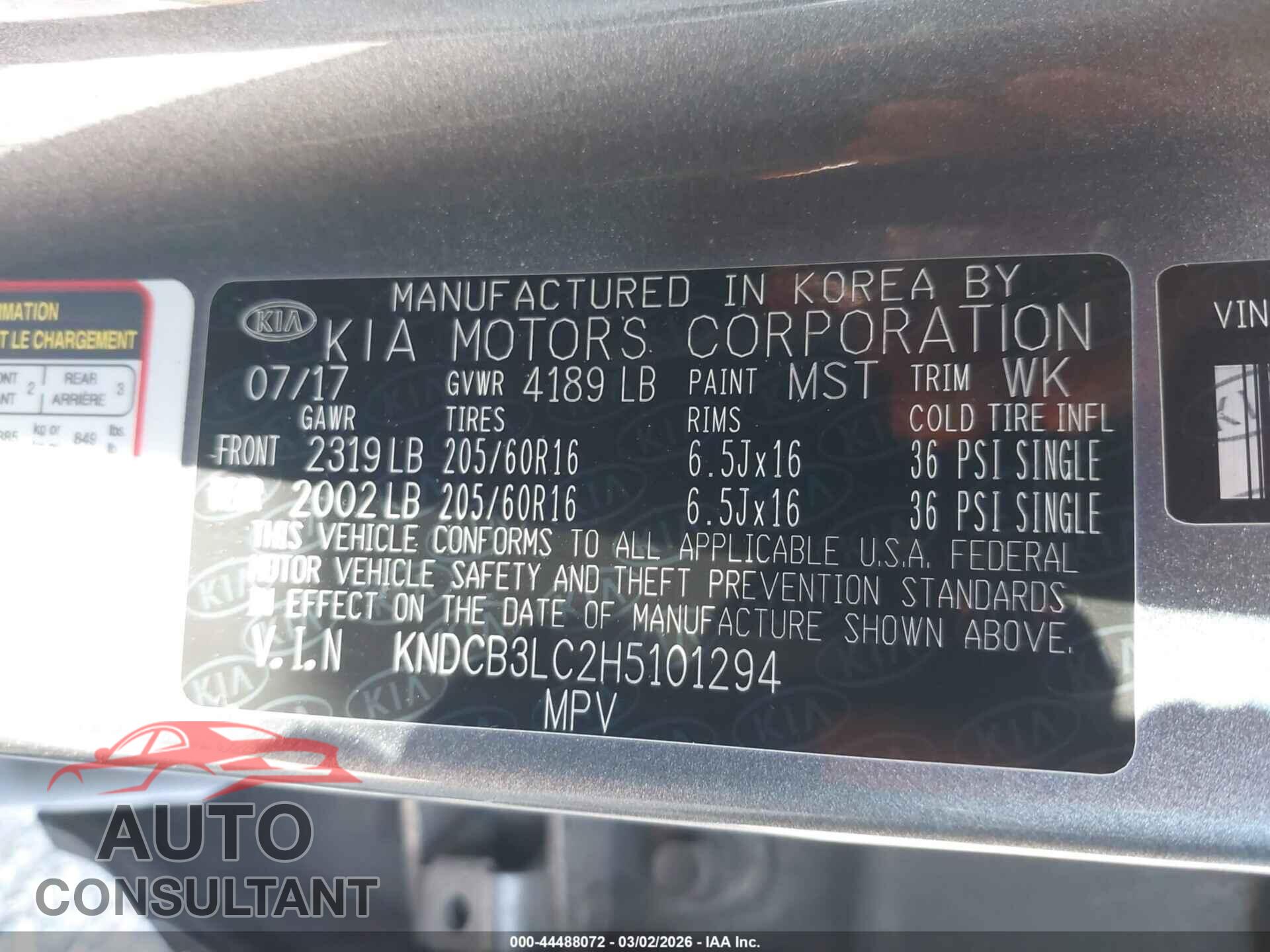 KIA NIRO 2017 - KNDCB3LC2H5101294