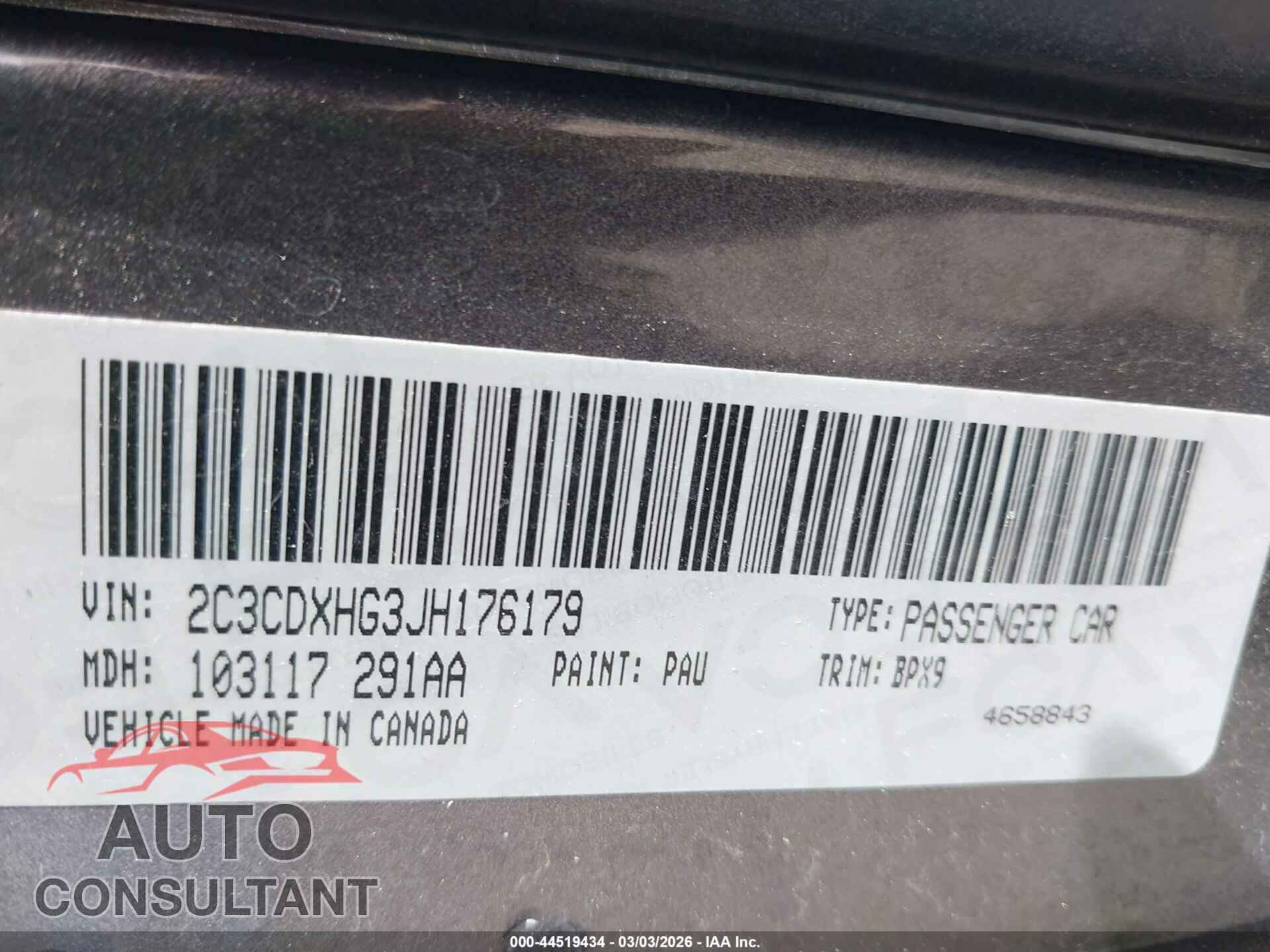 DODGE CHARGER 2018 - 2C3CDXHG3JH176179