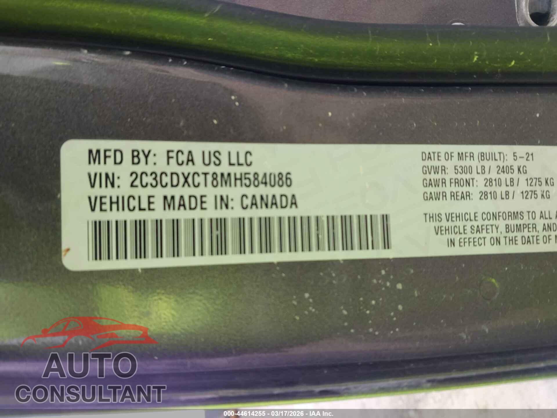 DODGE CHARGER 2021 - 2C3CDXCT8MH584086