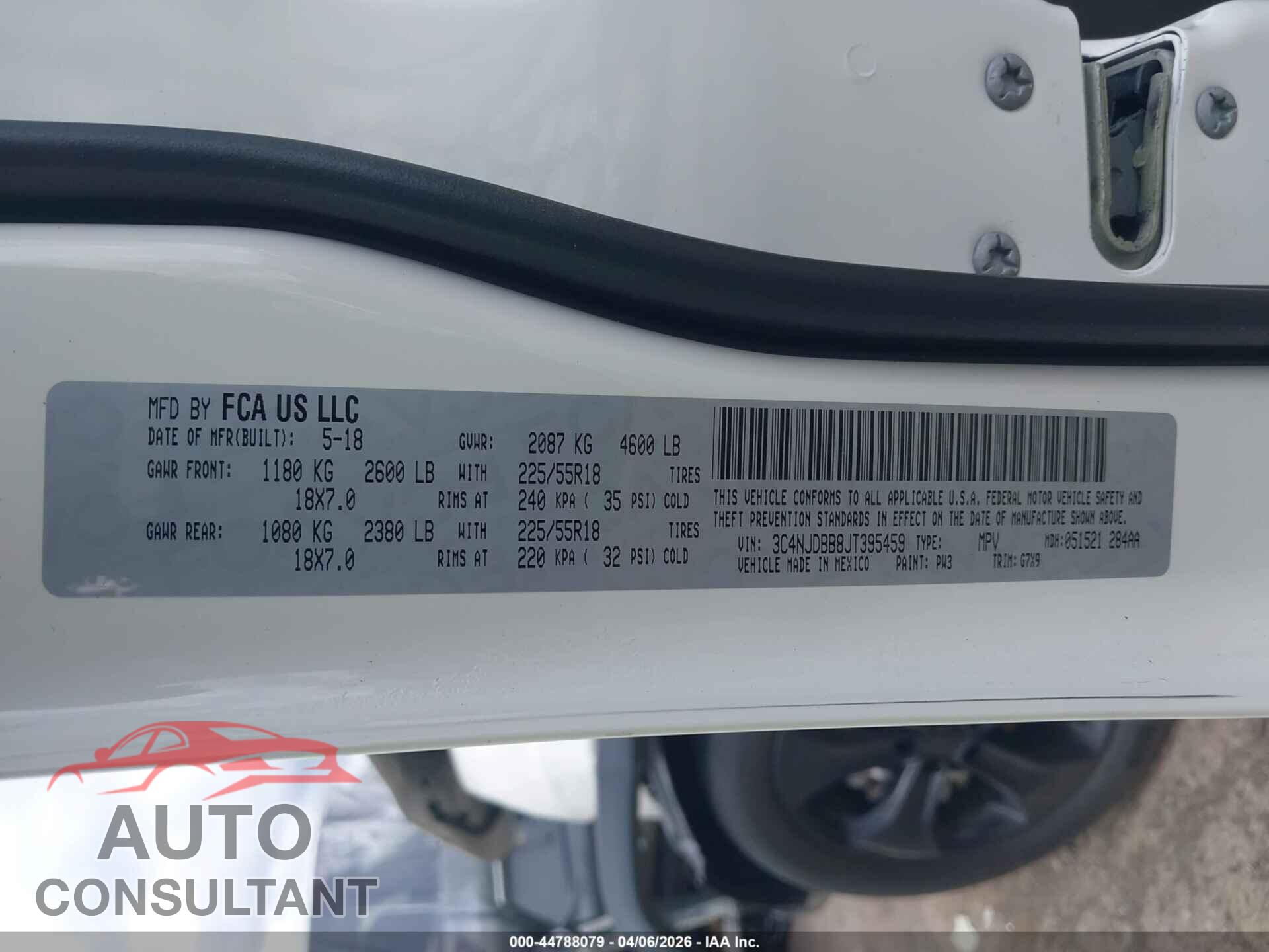 JEEP COMPASS 2018 - 3C4NJDBB8JT395459