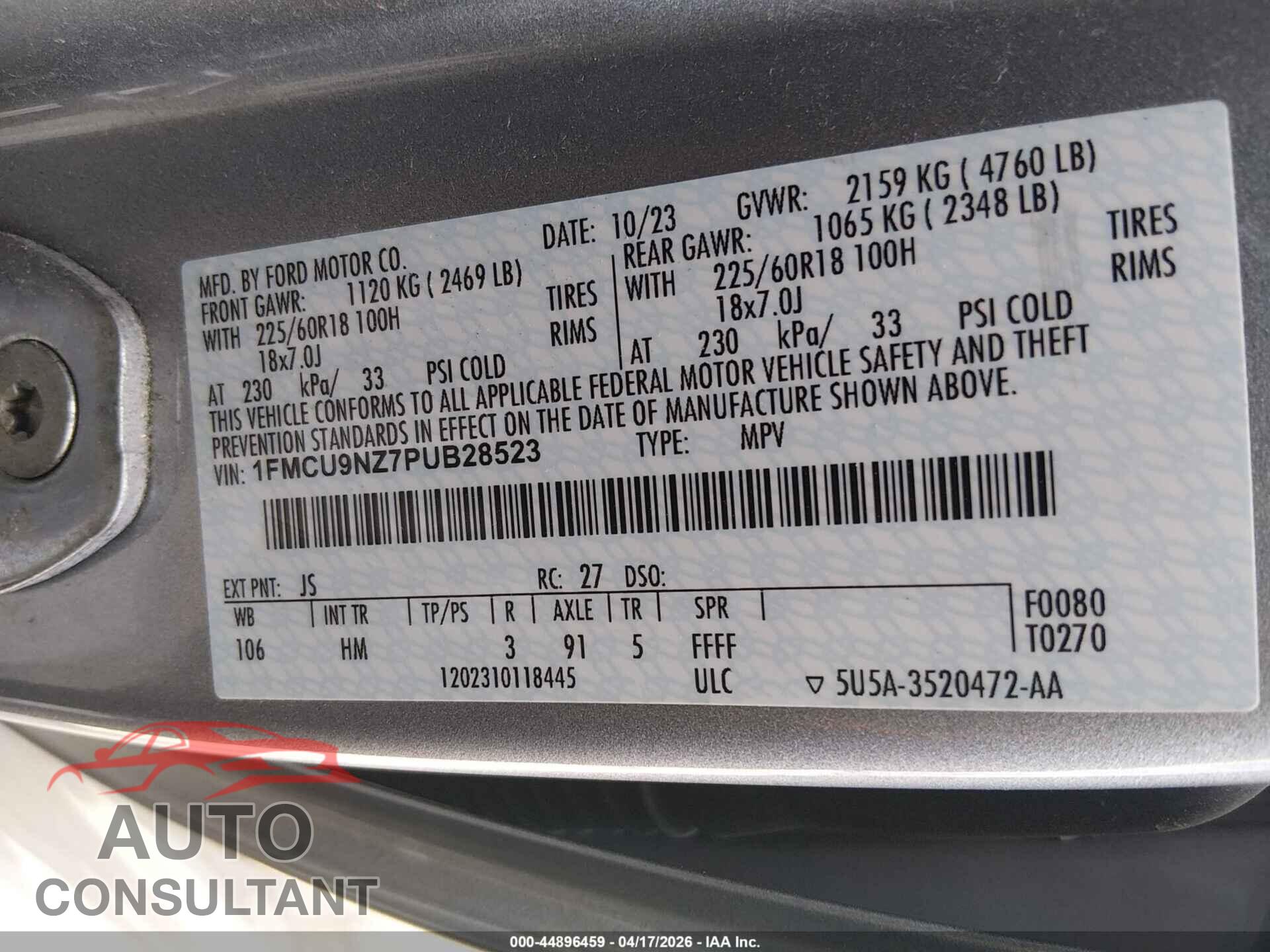 FORD ESCAPE 2023 - 1FMCU9NZ7PUB28523