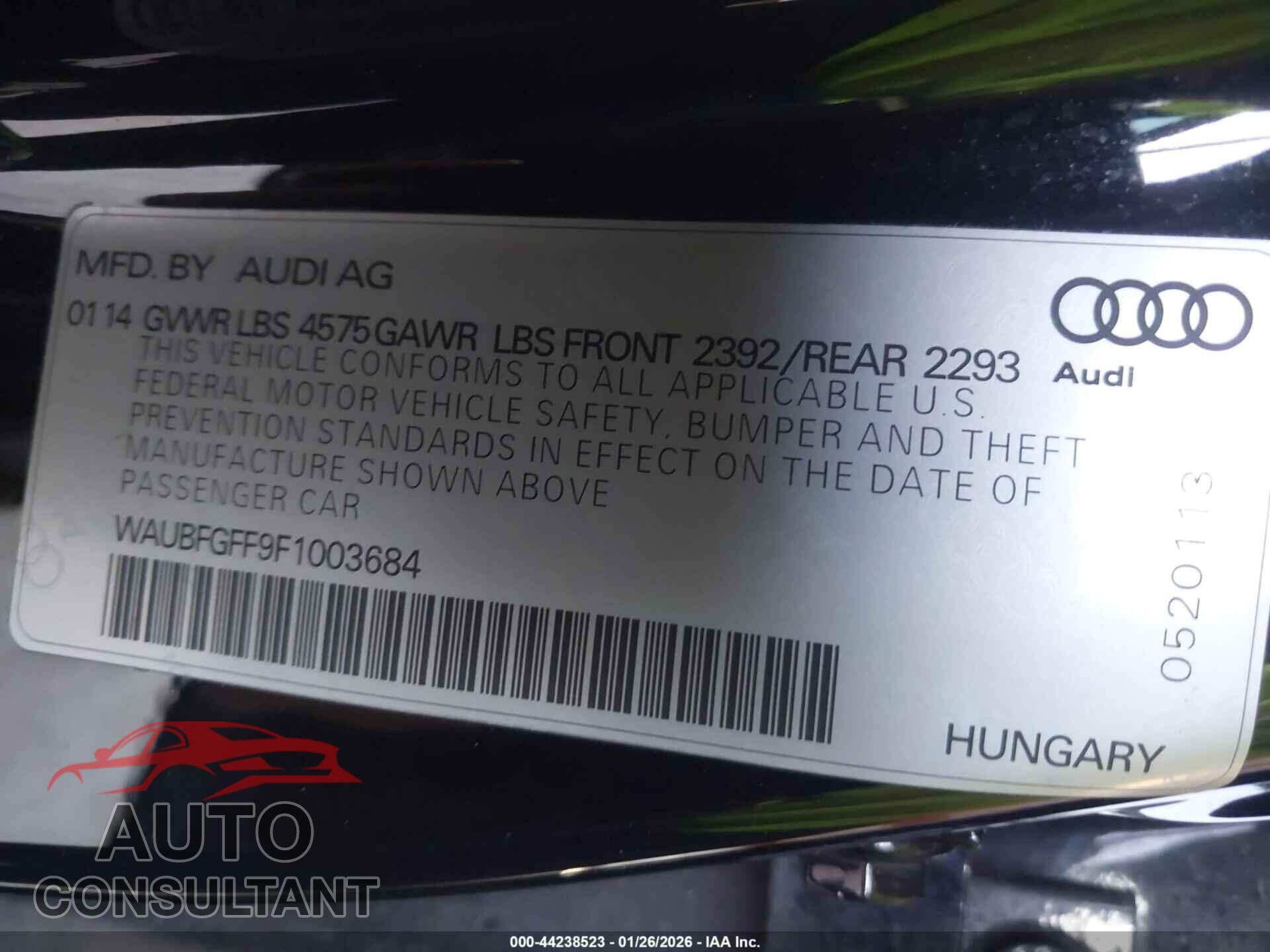 AUDI A3 2015 - WAUBFGFF9F1003684