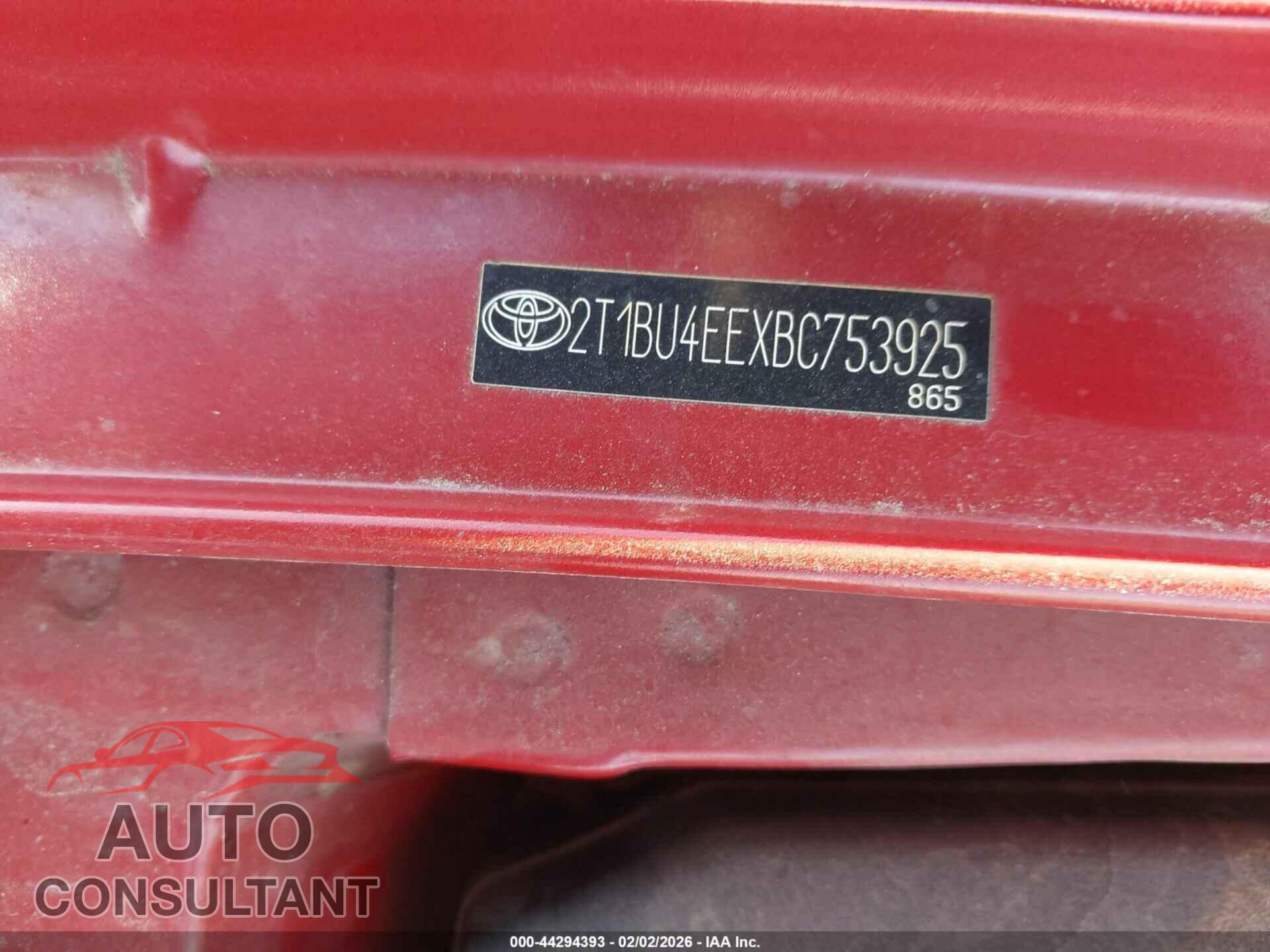 TOYOTA COROLLA 2011 - 2T1BU4EEXBC753925