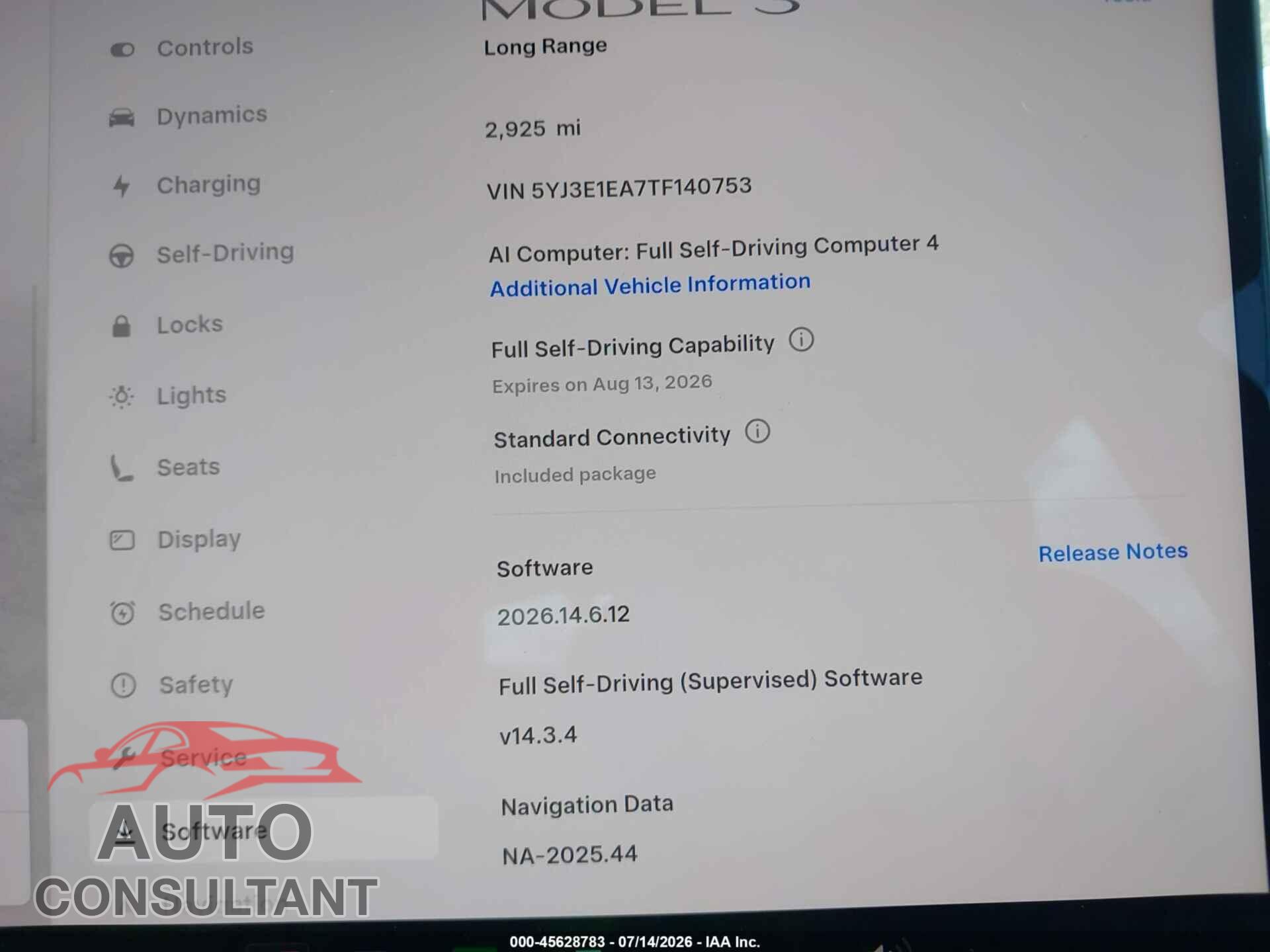 TESLA MODEL 3 2026 - 5YJ3E1EA7TF140753