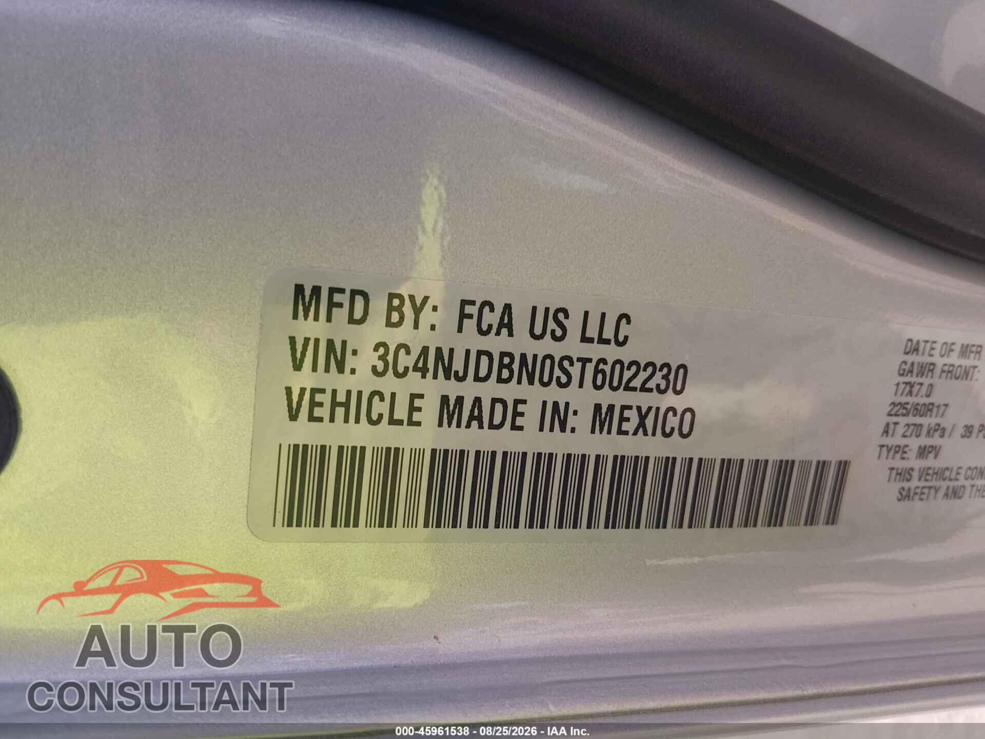 JEEP COMPASS 2025 - 3C4NJDBN0ST602230
