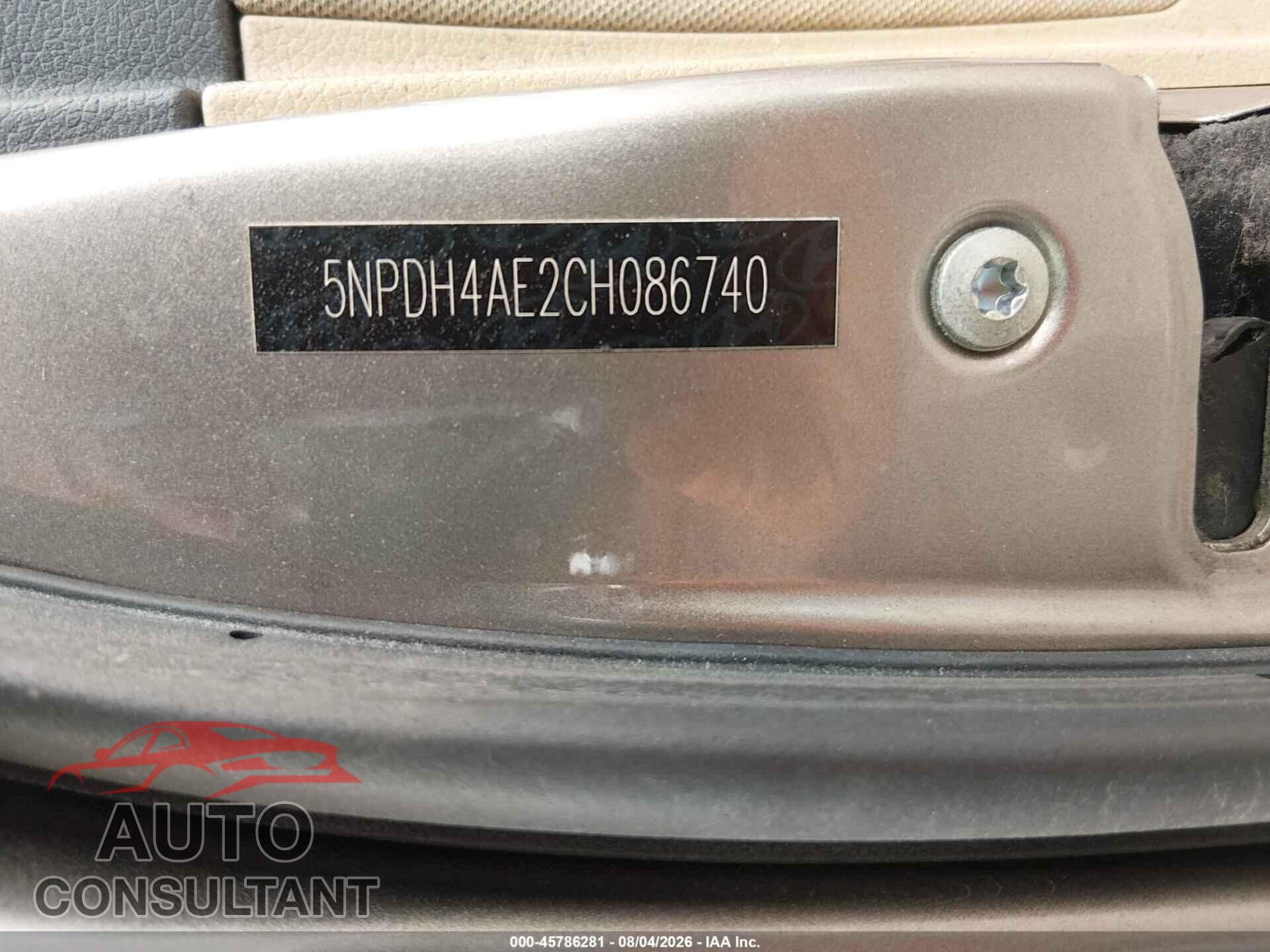 HYUNDAI ELANTRA 2012 - 5NPDH4AE2CH086740