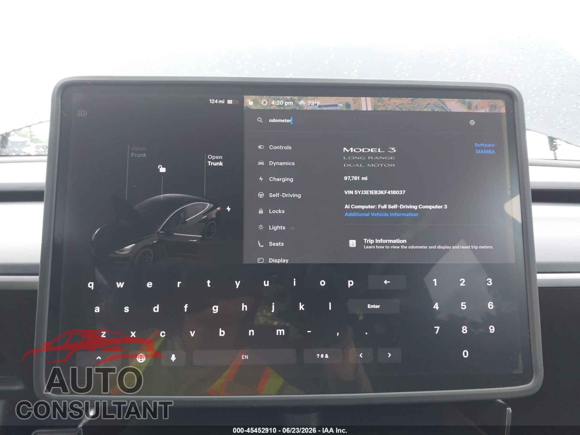 TESLA MODEL 3 2019 - 5YJ3E1EB3KF418037
