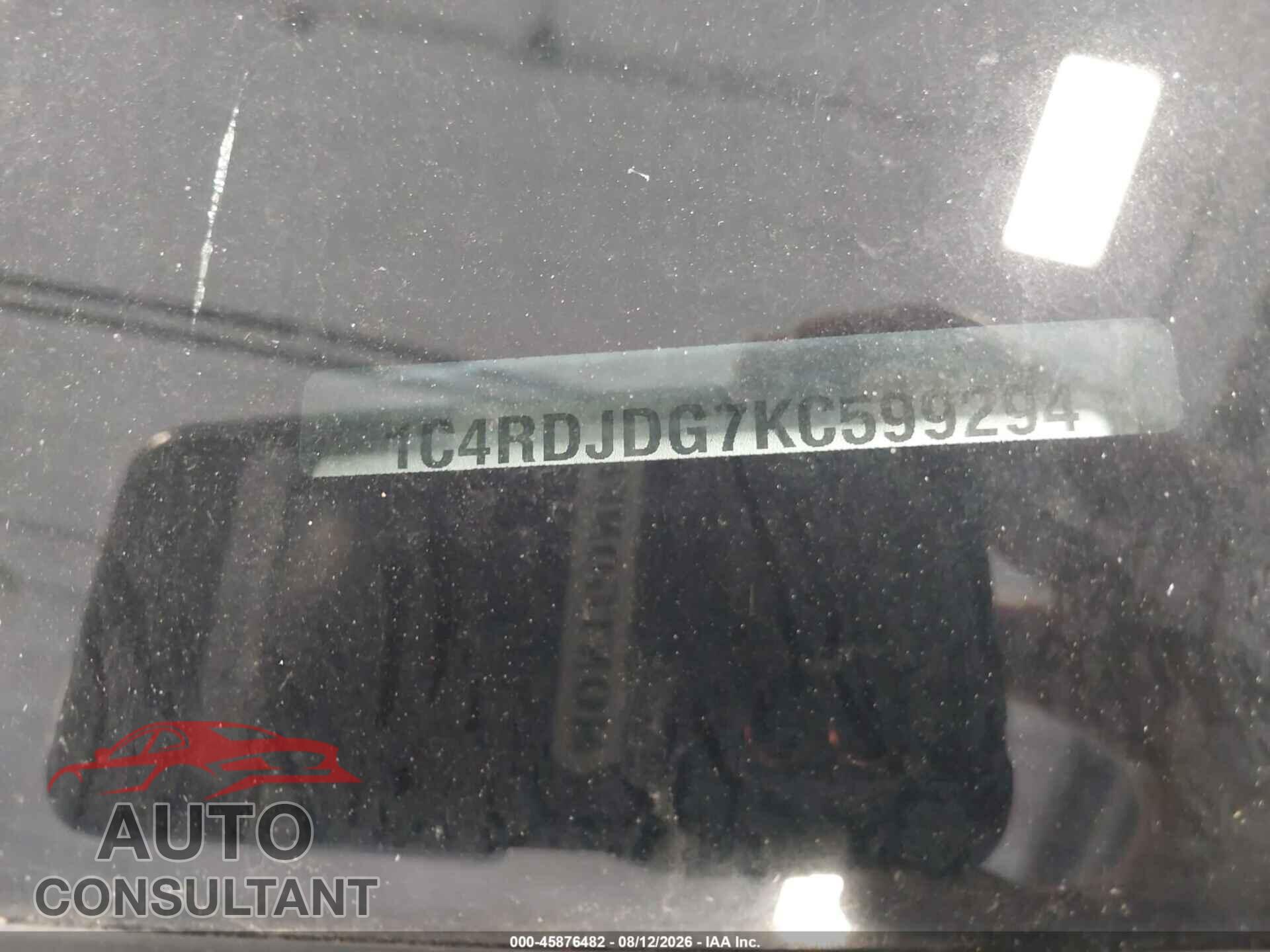 DODGE DURANGO 2019 - 1C4RDJDG7KC599294