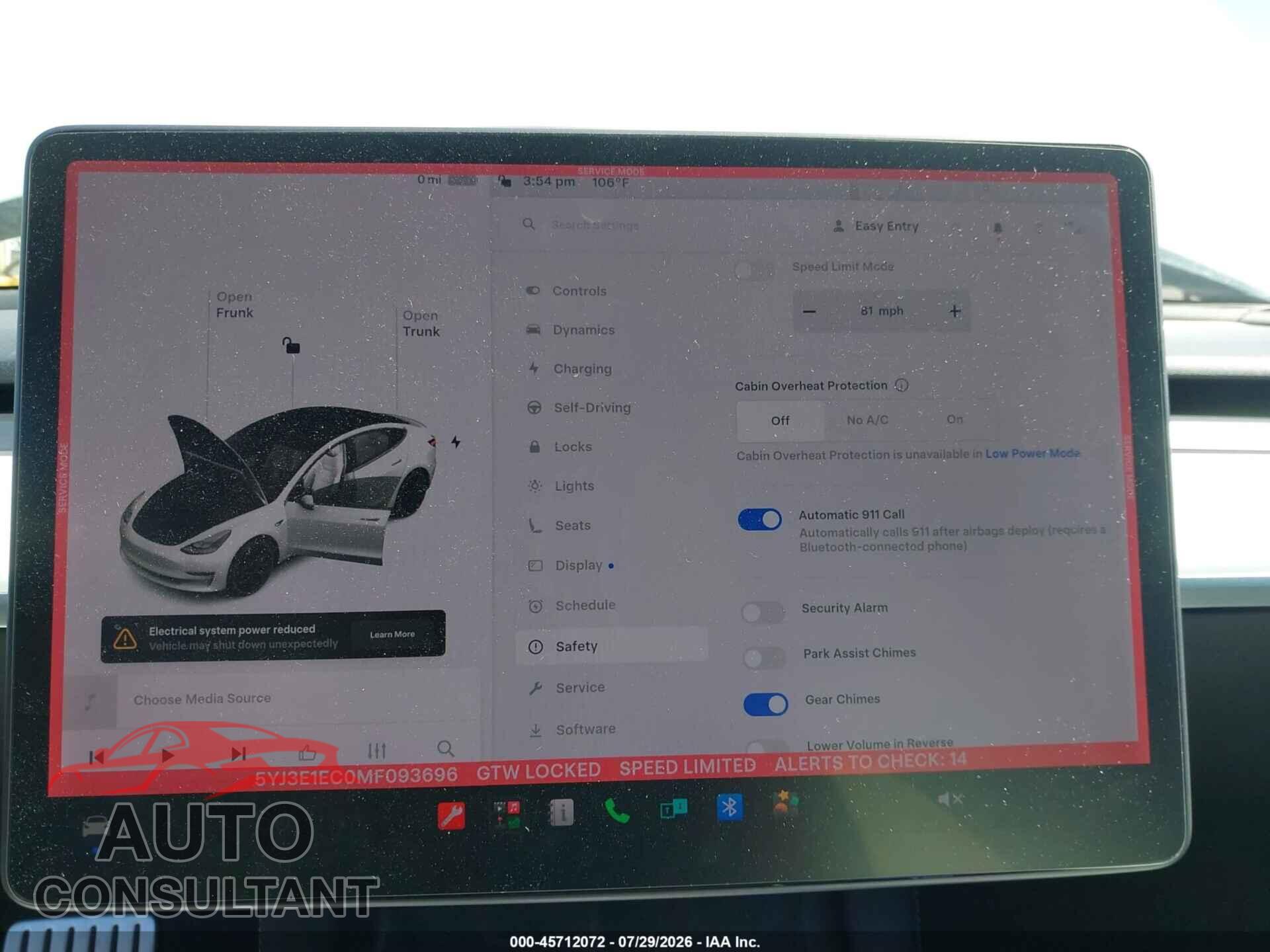 TESLA MODEL 3 2021 - 5YJ3E1EC0MF093696