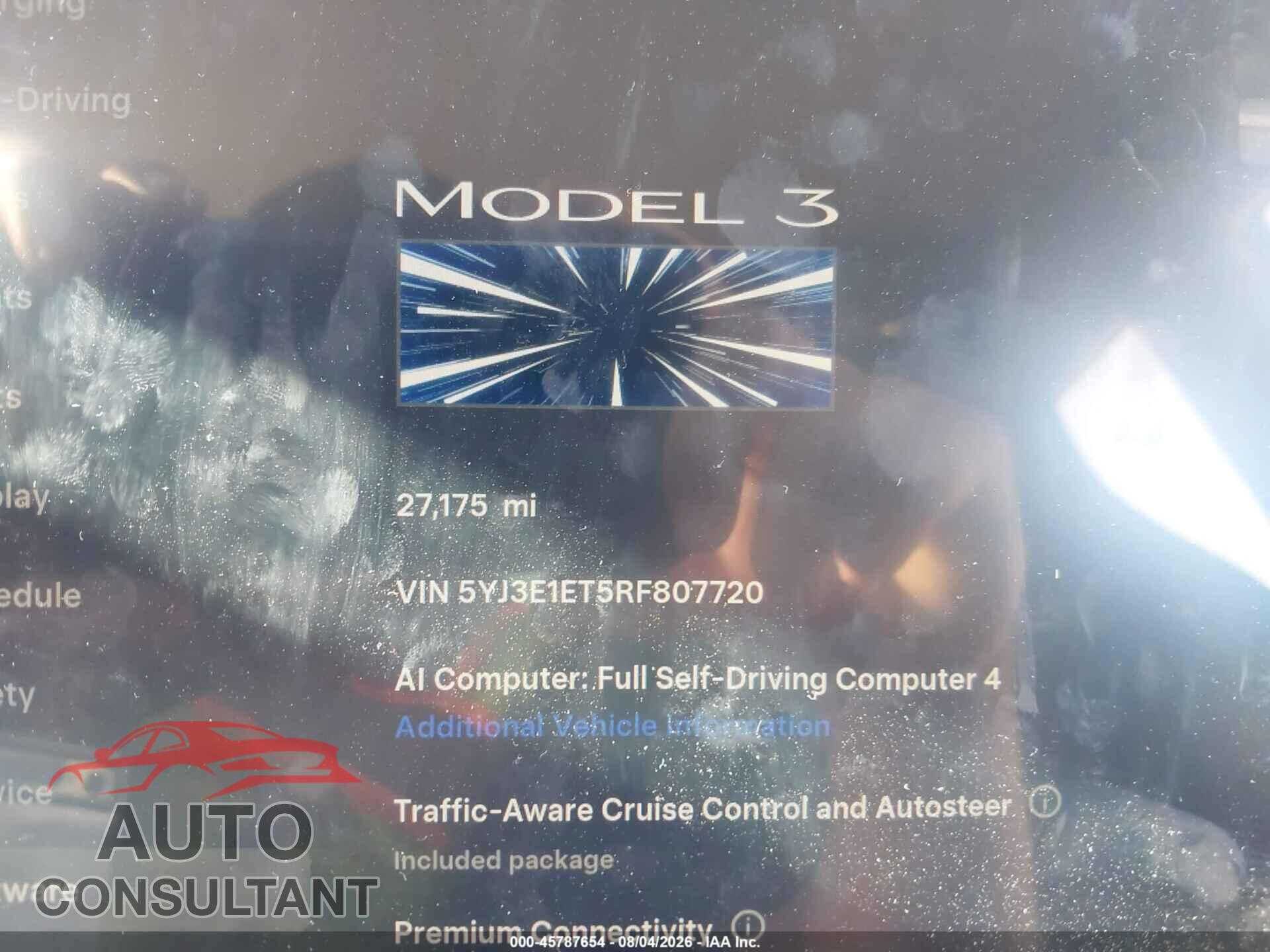 TESLA MODEL 3 2024 - 5YJ3E1ET5RF807720