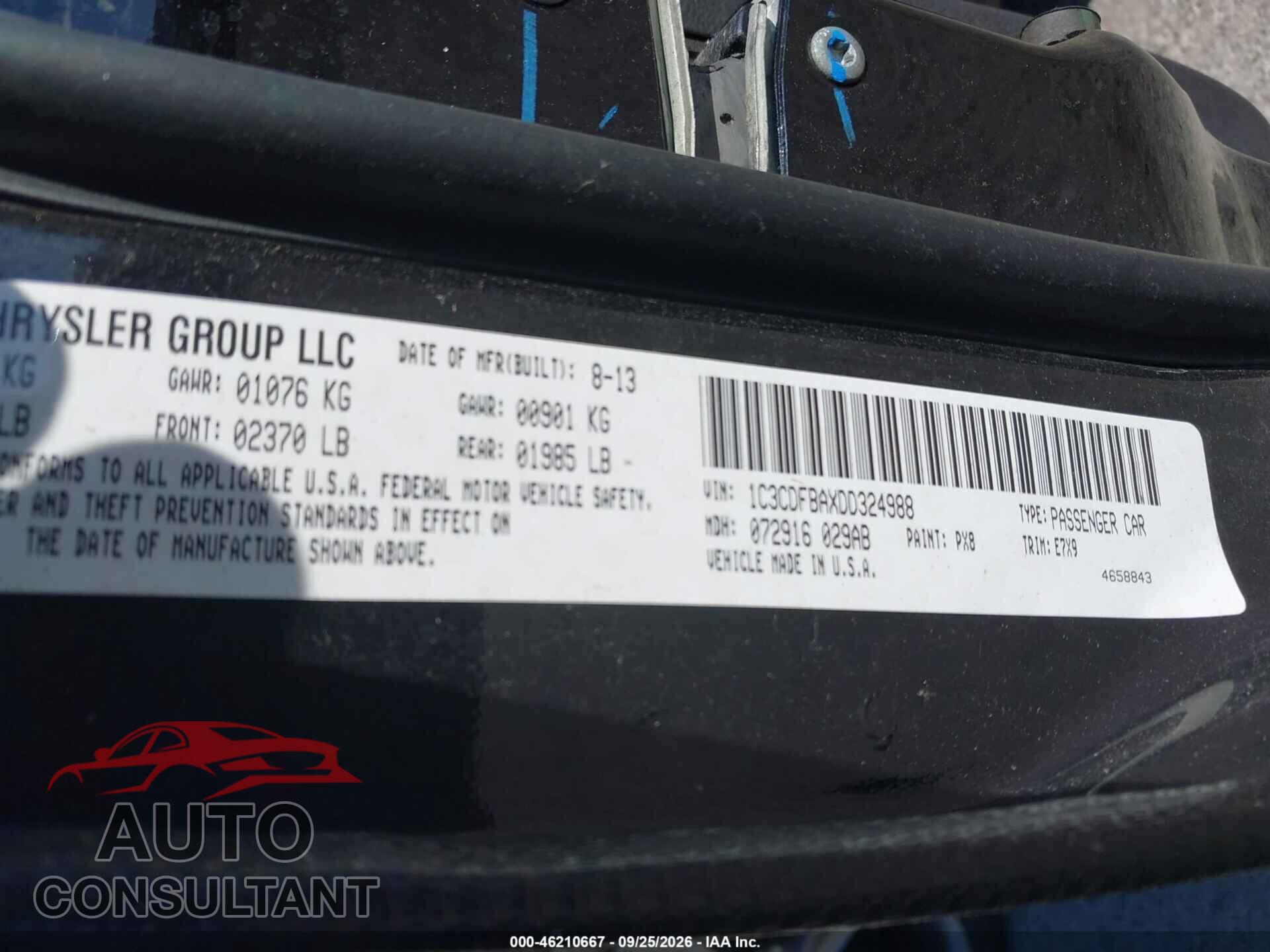 DODGE DART 2013 - 1C3CDFBAXDD324988