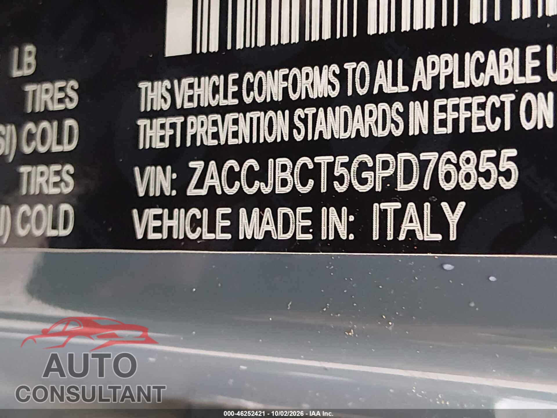 JEEP RENEGADE 2016 - ZACCJBCT5GPD76855
