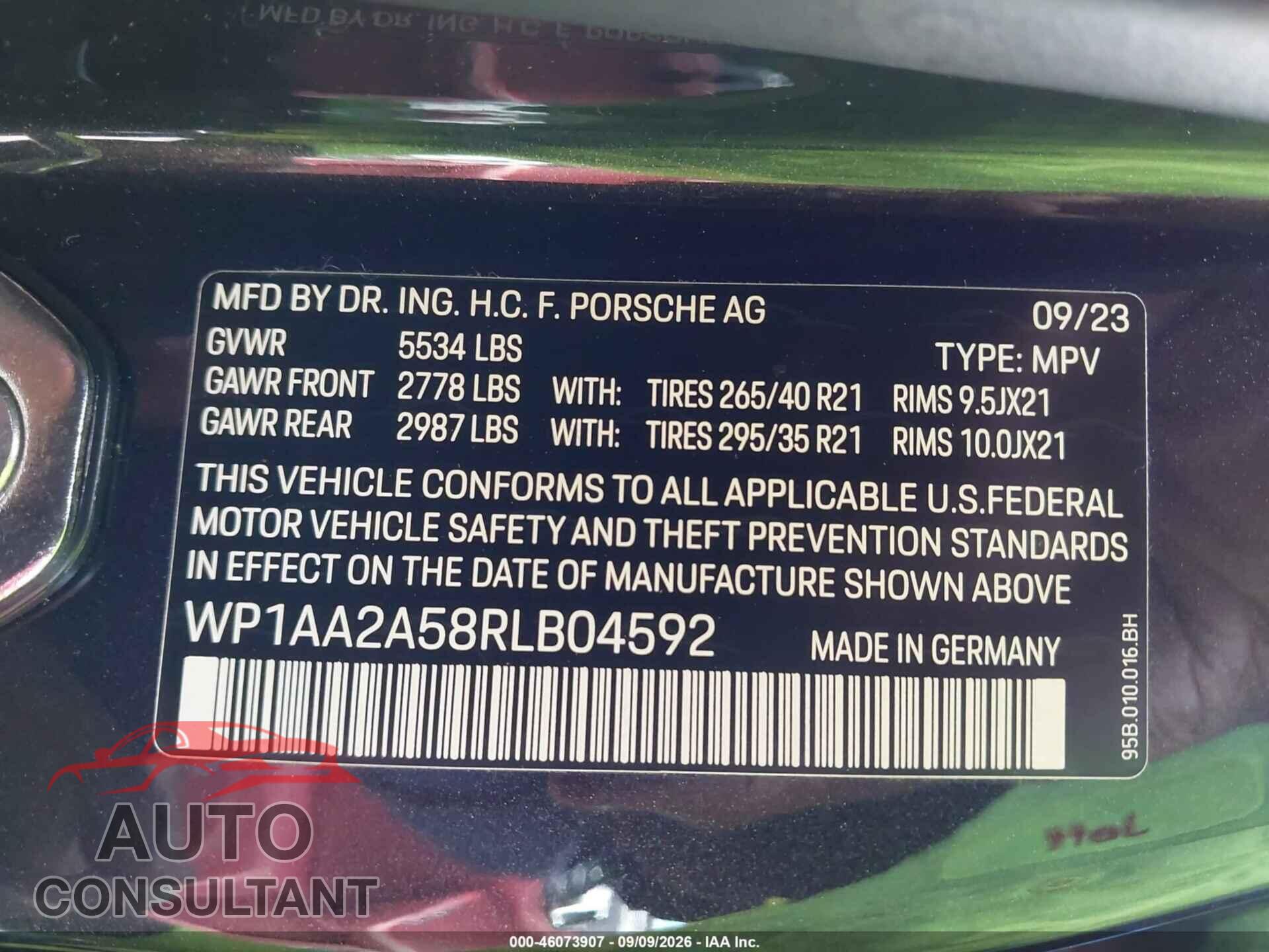 PORSCHE MACAN 2024 - WP1AA2A58RLB04592