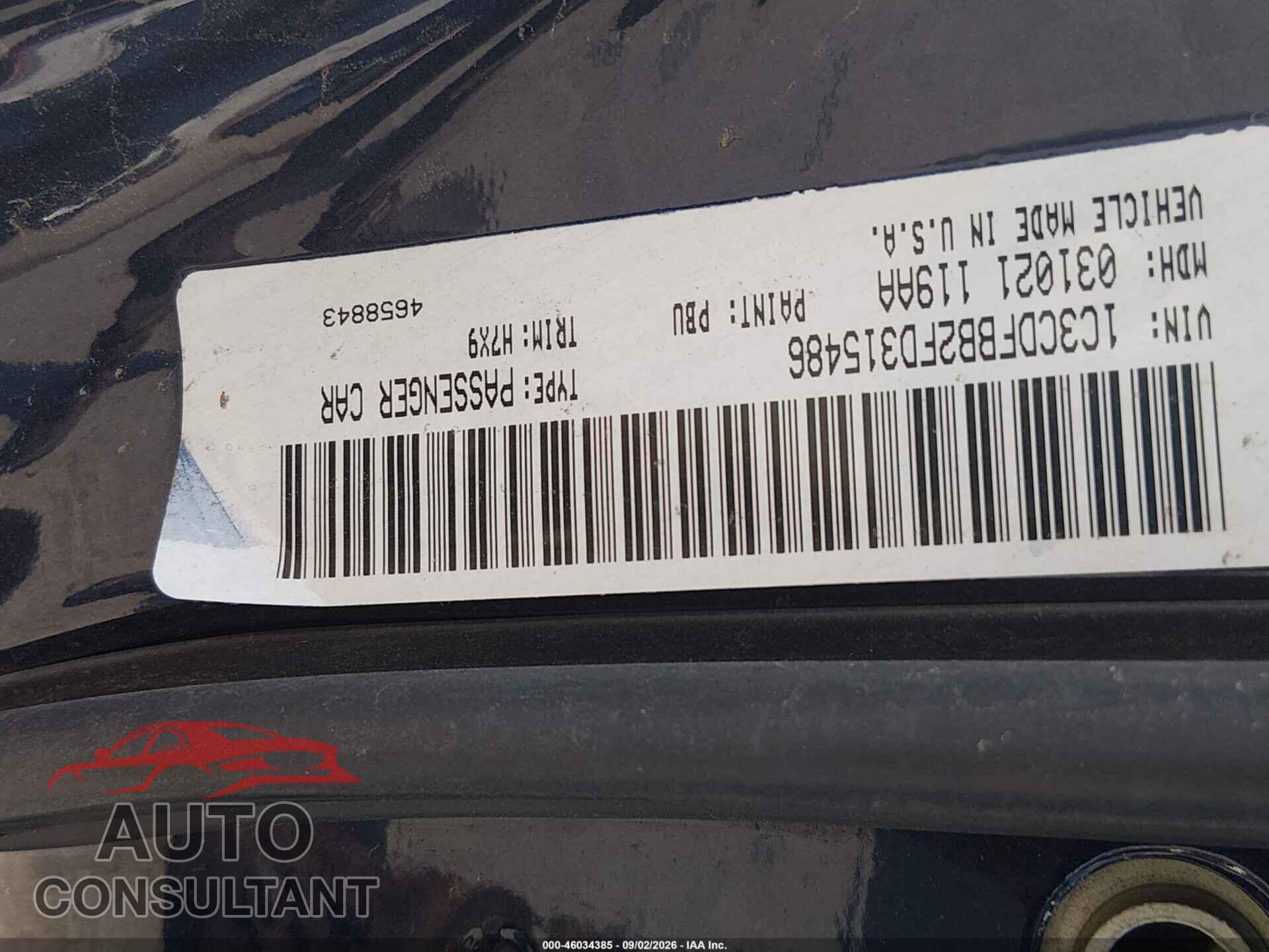 DODGE DART 2015 - 1C3CDFBB2FD315486