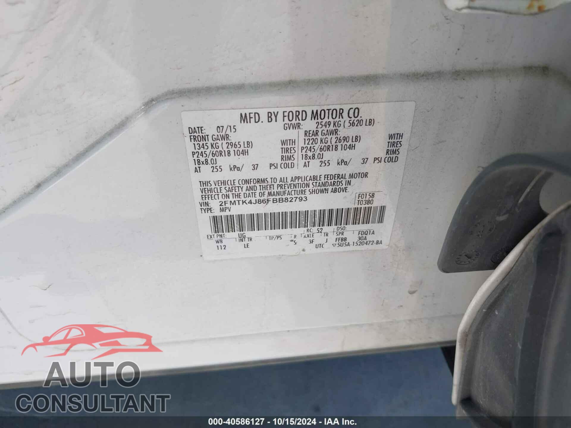 FORD EDGE 2015 - 2FMTK4J86FBB82793