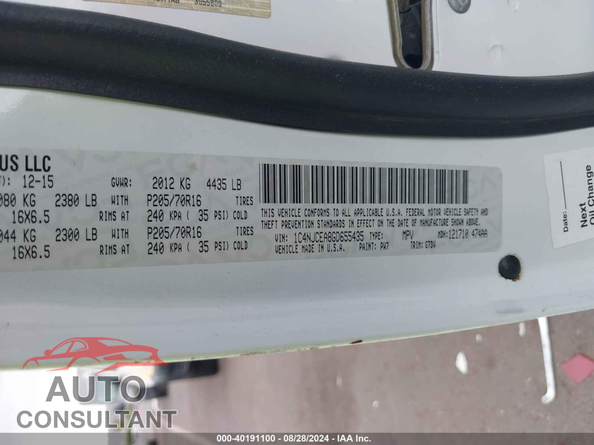 JEEP COMPASS 2016 - 1C4NJCEA8GD655435