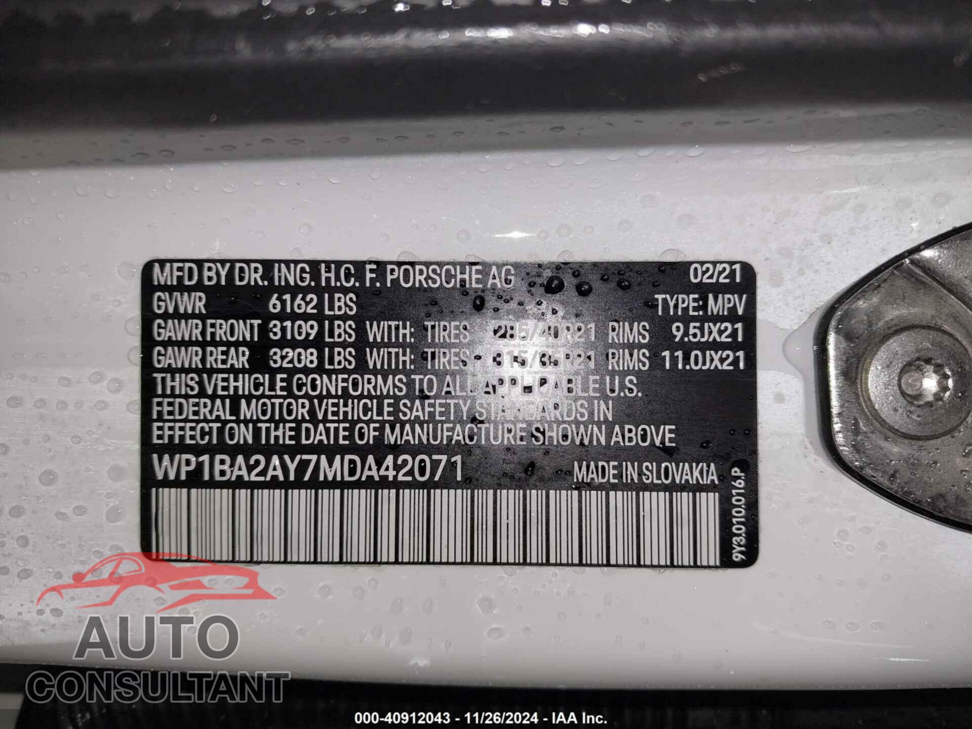 PORSCHE CAYENNE COUPE 2021 - WP1BA2AY7MDA42071
