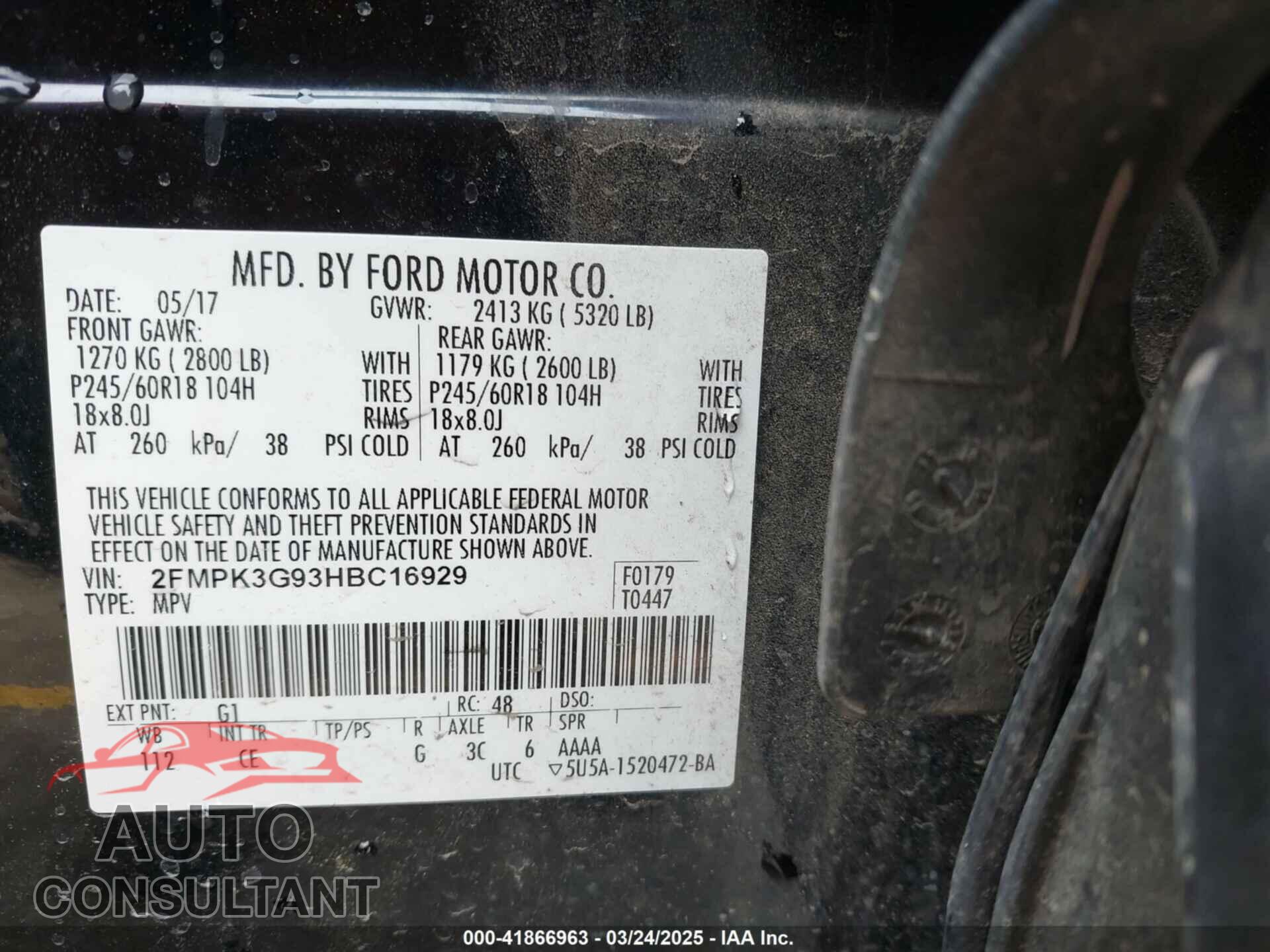 FORD EDGE 2017 - 2FMPK3G93HBC16929