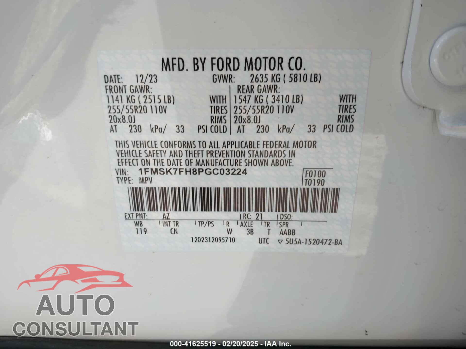 FORD EXPLORER 2023 - 1FMSK7FH8PGC03224