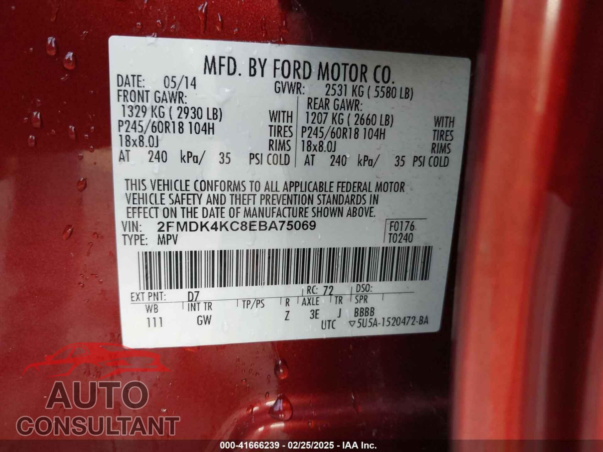 FORD EDGE 2014 - 2FMDK4KC8EBA75069